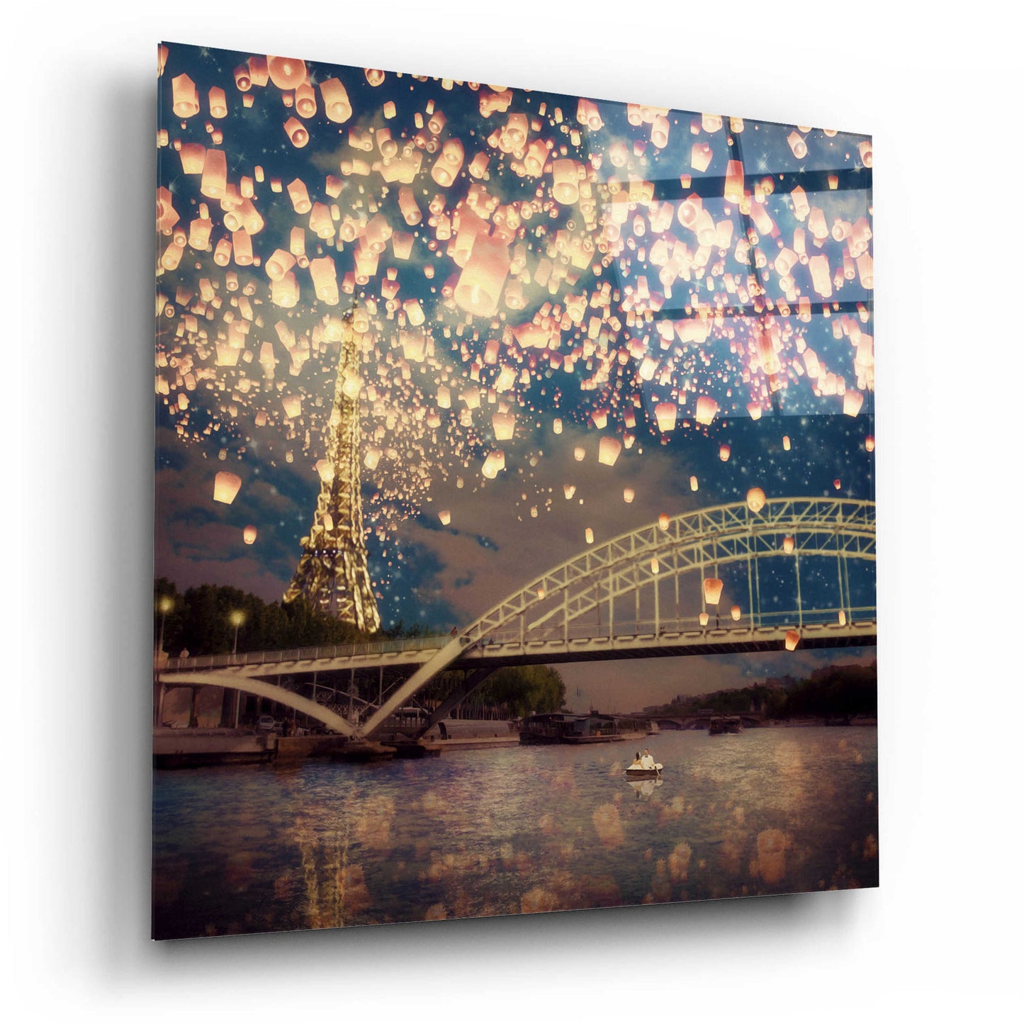 Epic Art 'Love Wish Lanterns Over Paris' by Paula Belle Flores, Acrylic Glass Wall Art,12x12