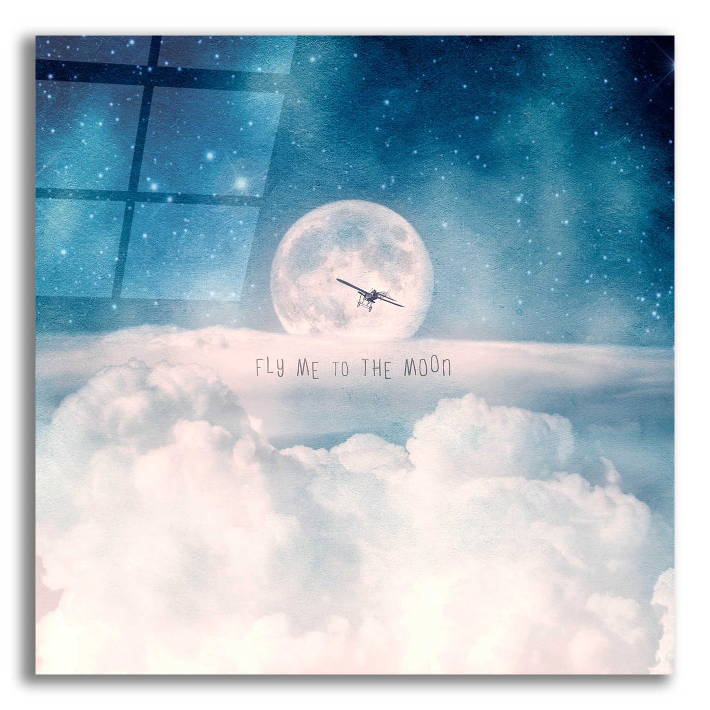 Epic Art 'Moonrise Over the Clouds' by Paula Belle Flores, Acrylic Glass Wall Art,12x12