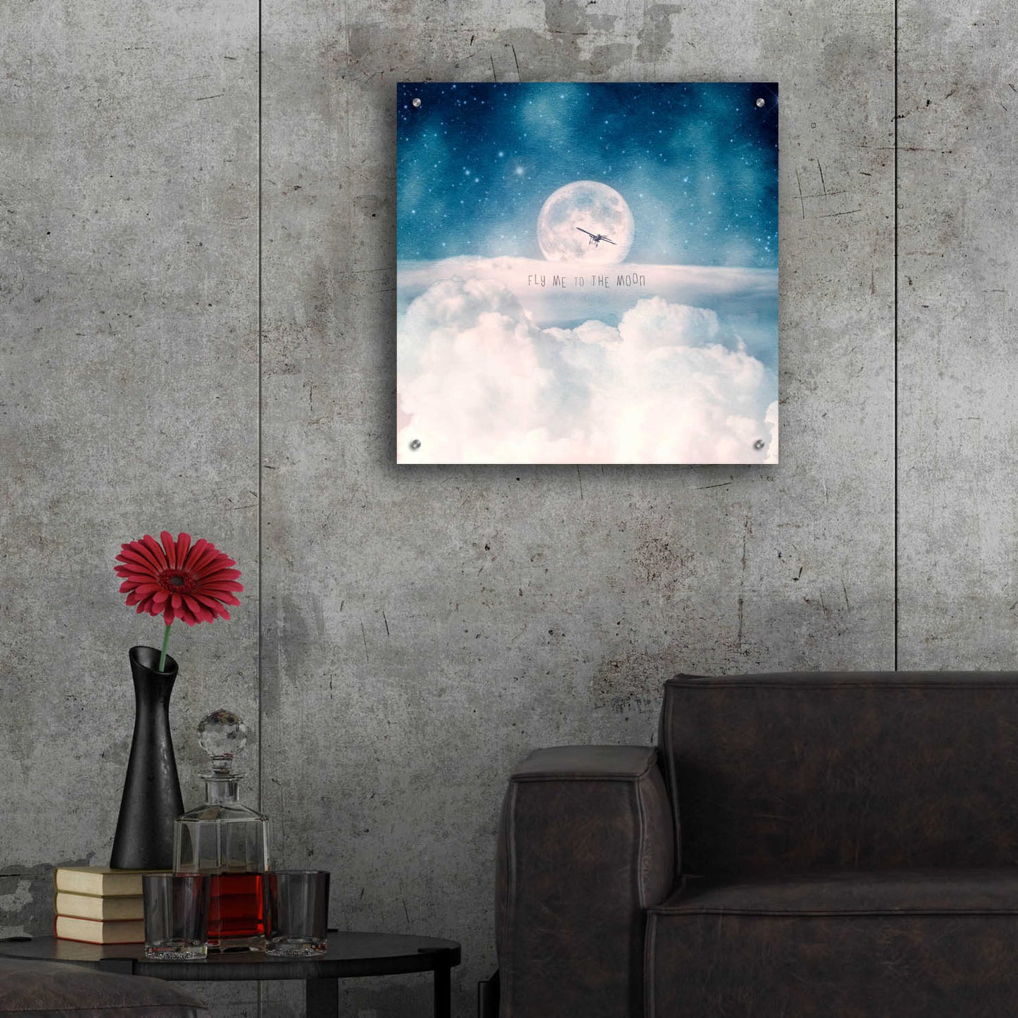 Epic Art 'Moonrise Over the Clouds' by Paula Belle Flores, Acrylic Glass Wall Art,24x24