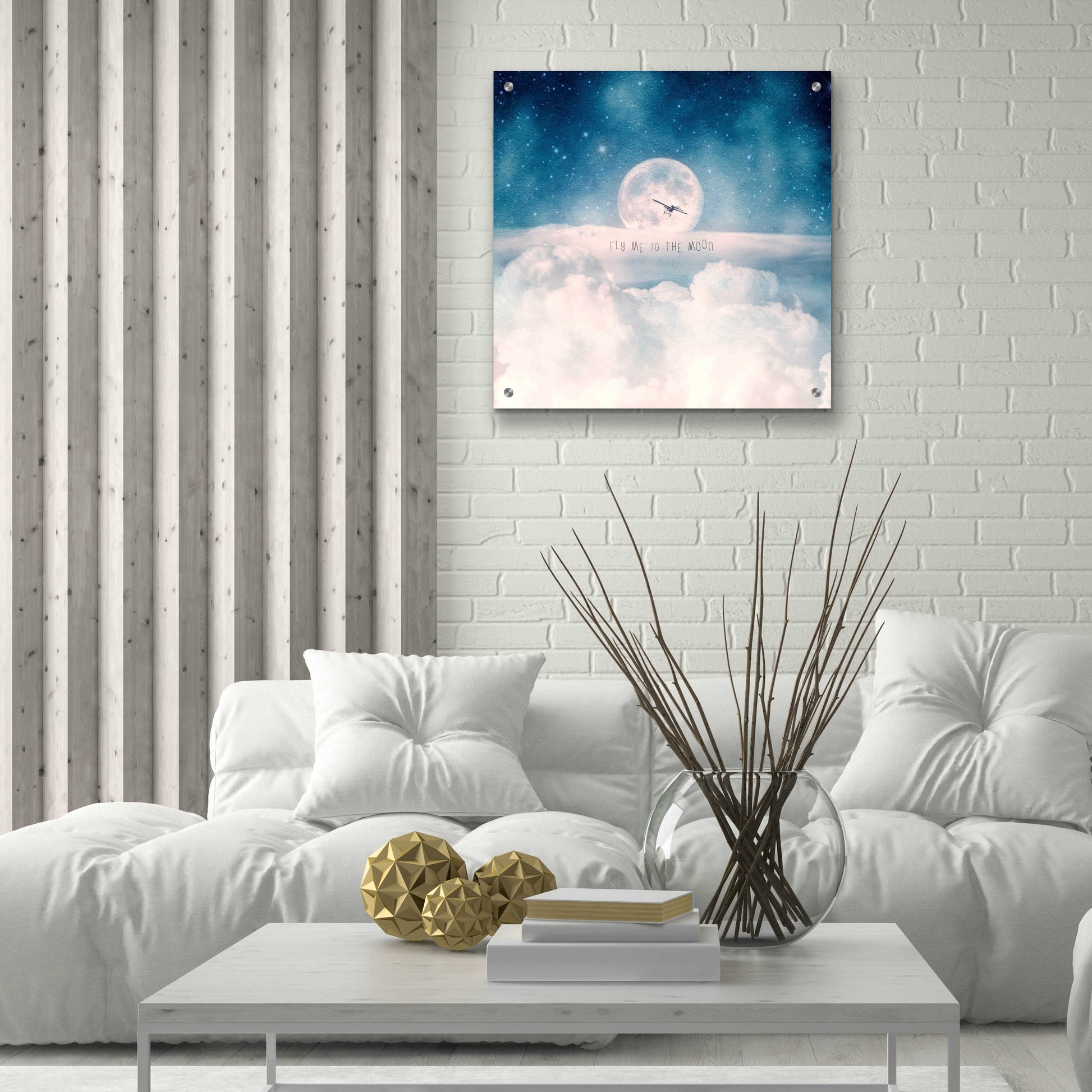 Epic Art 'Moonrise Over the Clouds' by Paula Belle Flores, Acrylic Glass Wall Art,24x24