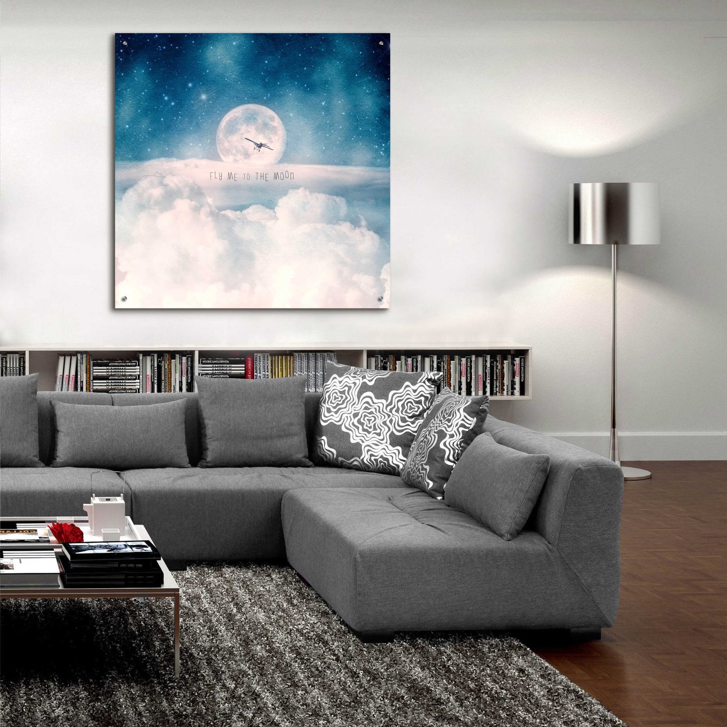 Epic Art 'Moonrise Over the Clouds' by Paula Belle Flores, Acrylic Glass Wall Art,36x36