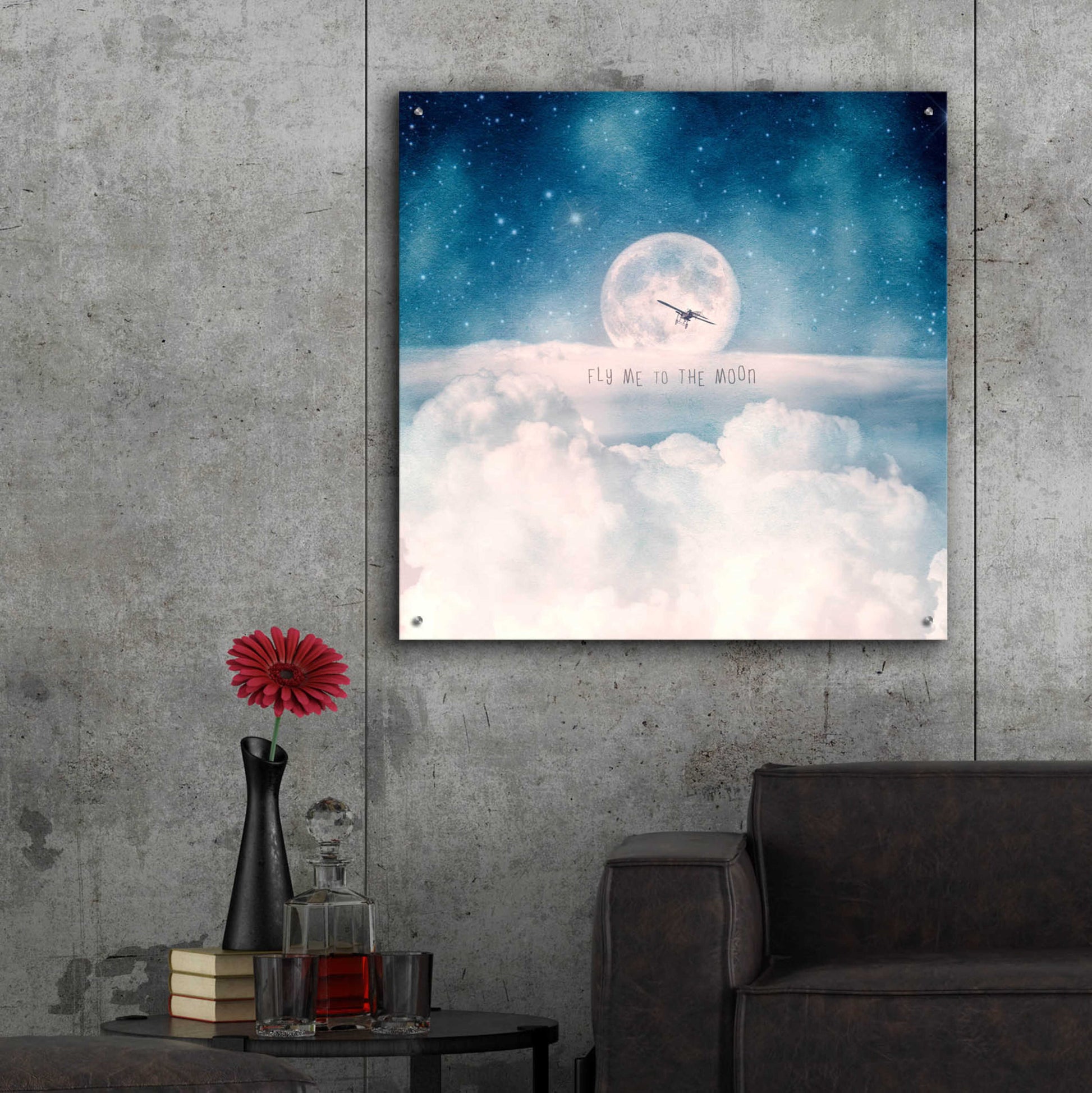 Epic Art 'Moonrise Over the Clouds' by Paula Belle Flores, Acrylic Glass Wall Art,36x36