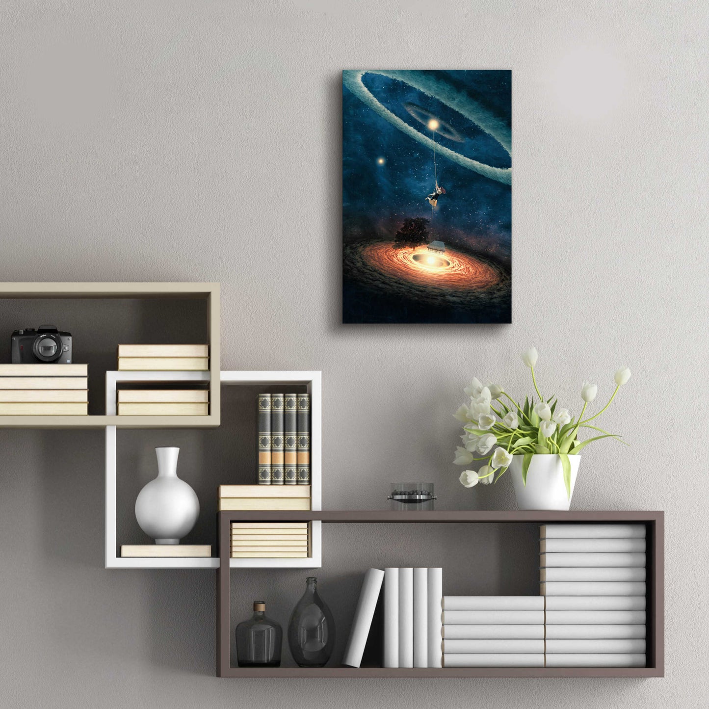 Epic Art 'My Dream House in Another Galaxy' by Paula Belle Flores, Acrylic Glass Wall Art,16x24