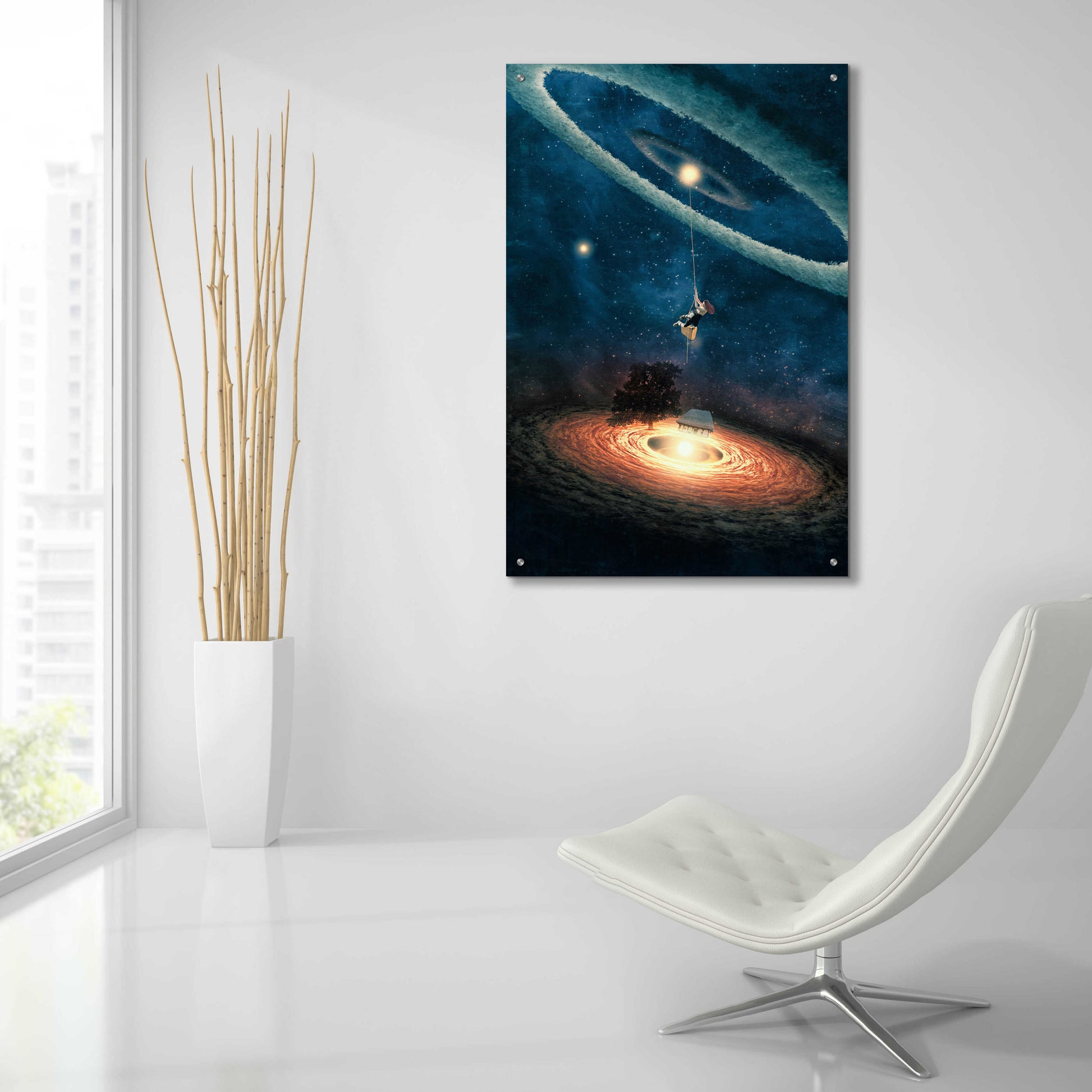 Epic Art 'My Dream House in Another Galaxy' by Paula Belle Flores, Acrylic Glass Wall Art,24x36