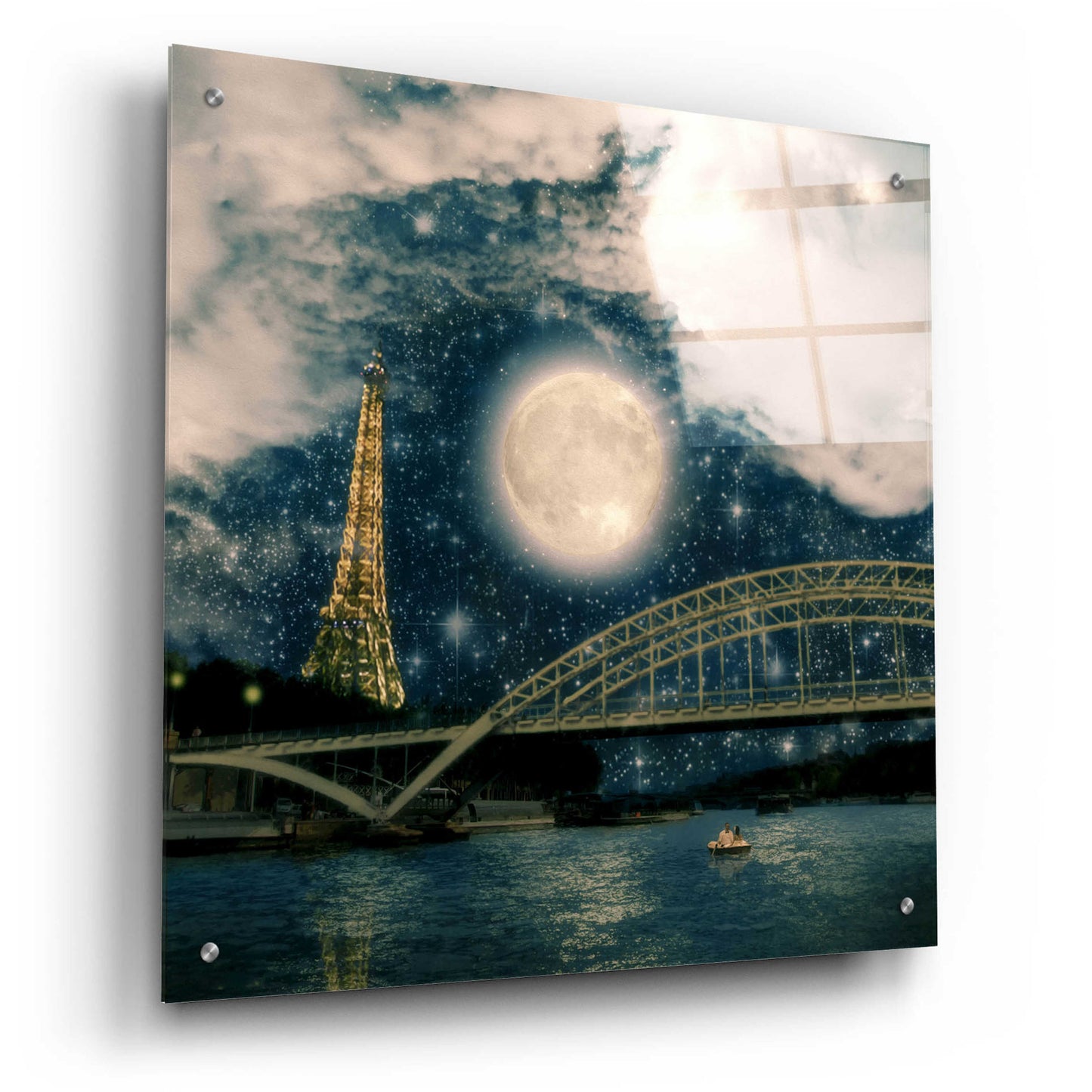 Epic Art 'One Starry Night in Paris' by Paula Belle Flores, Acrylic Glass Wall Art,24x24