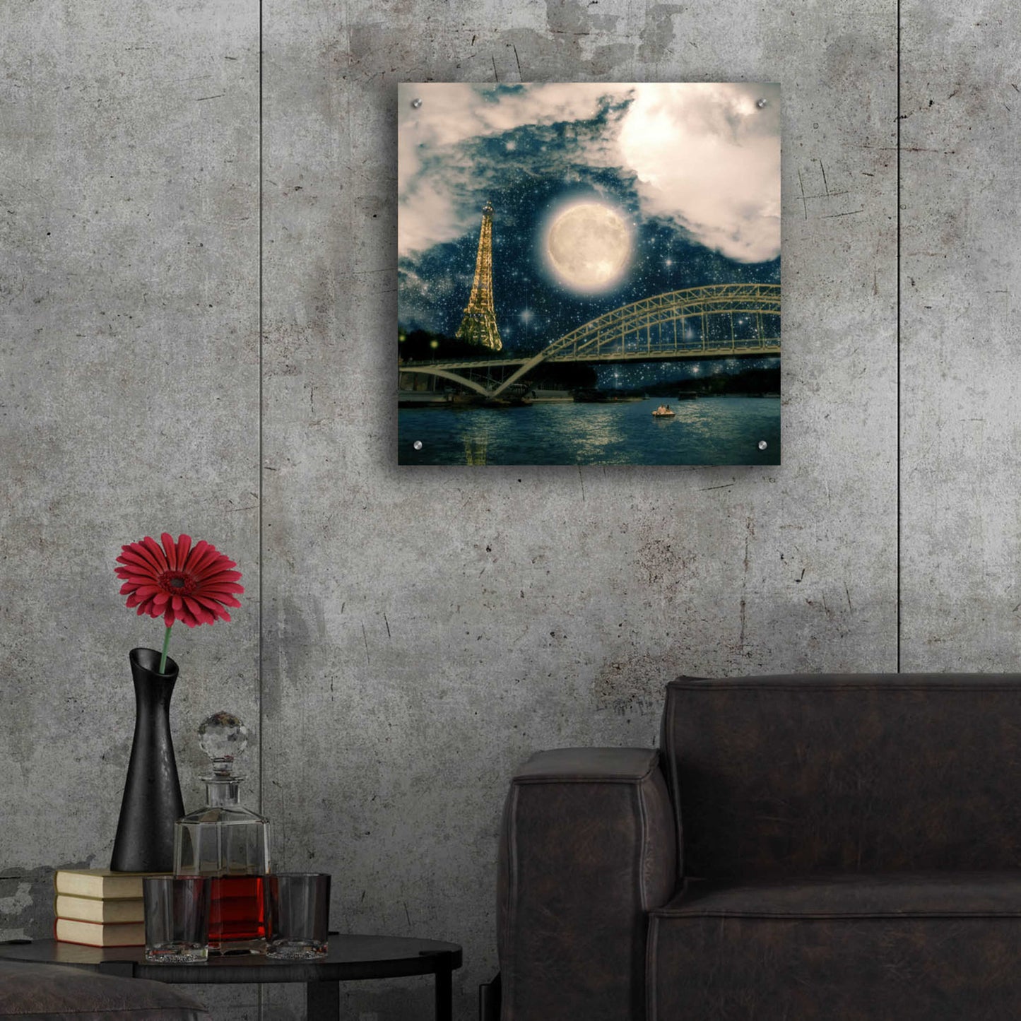 Epic Art 'One Starry Night in Paris' by Paula Belle Flores, Acrylic Glass Wall Art,24x24