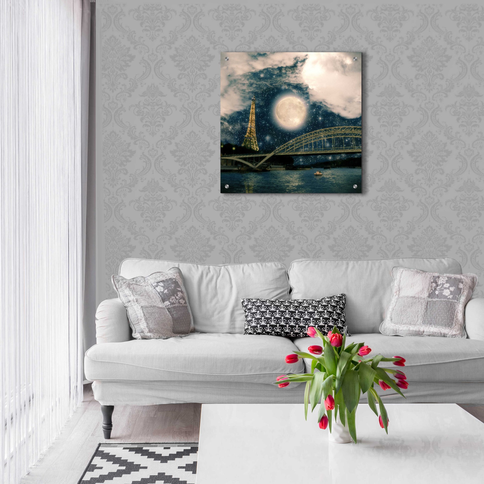 Epic Art 'One Starry Night in Paris' by Paula Belle Flores, Acrylic Glass Wall Art,24x24