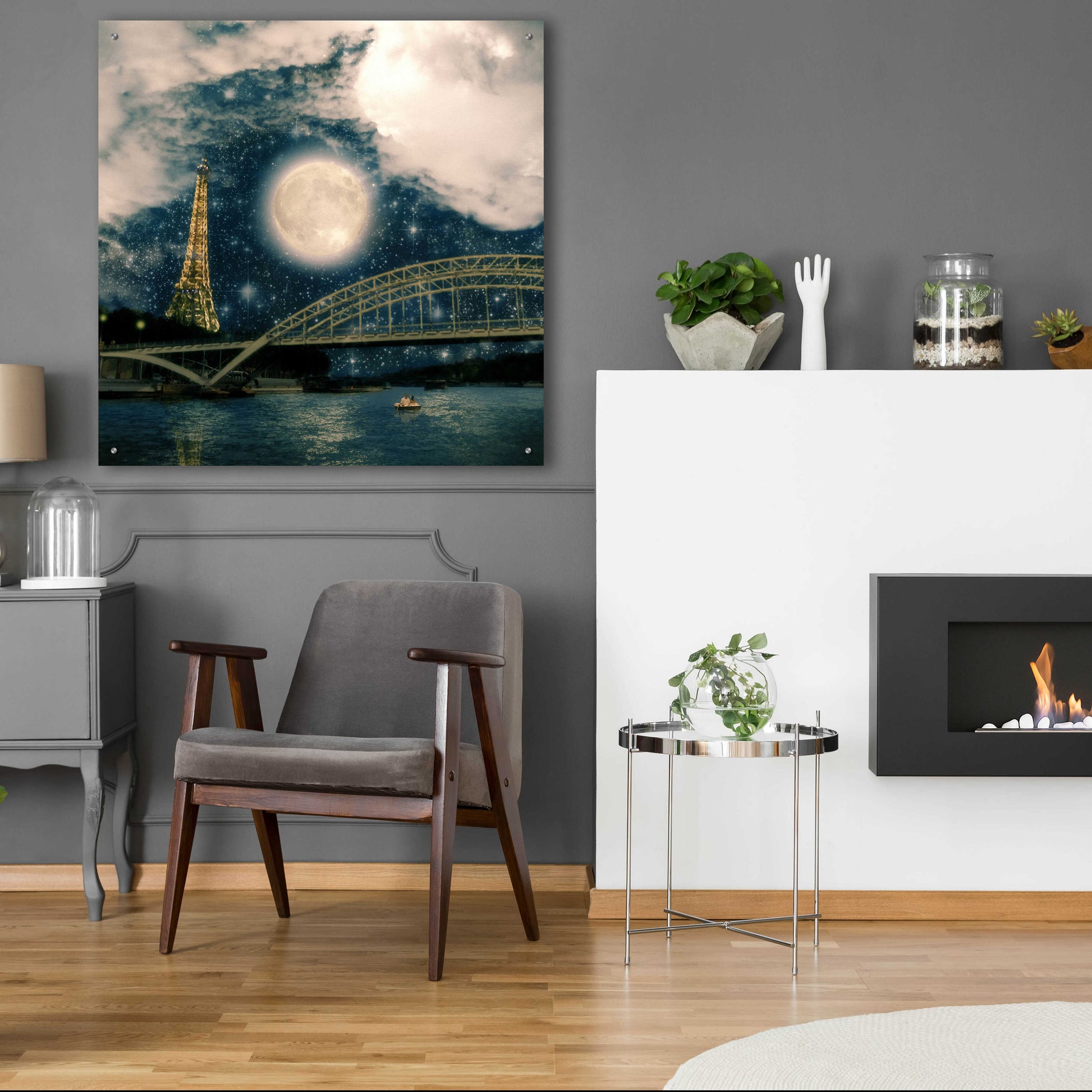 Epic Art 'One Starry Night in Paris' by Paula Belle Flores, Acrylic Glass Wall Art,36x36