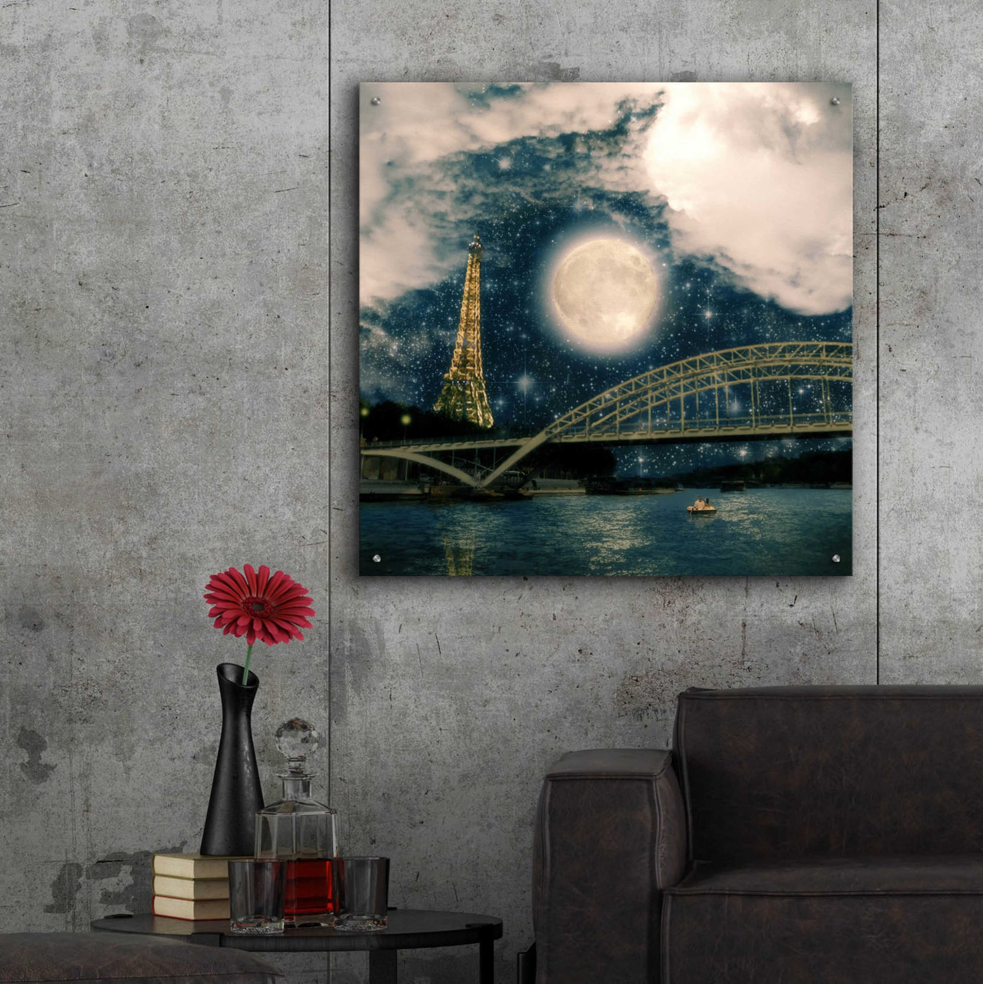 Epic Art 'One Starry Night in Paris' by Paula Belle Flores, Acrylic Glass Wall Art,36x36