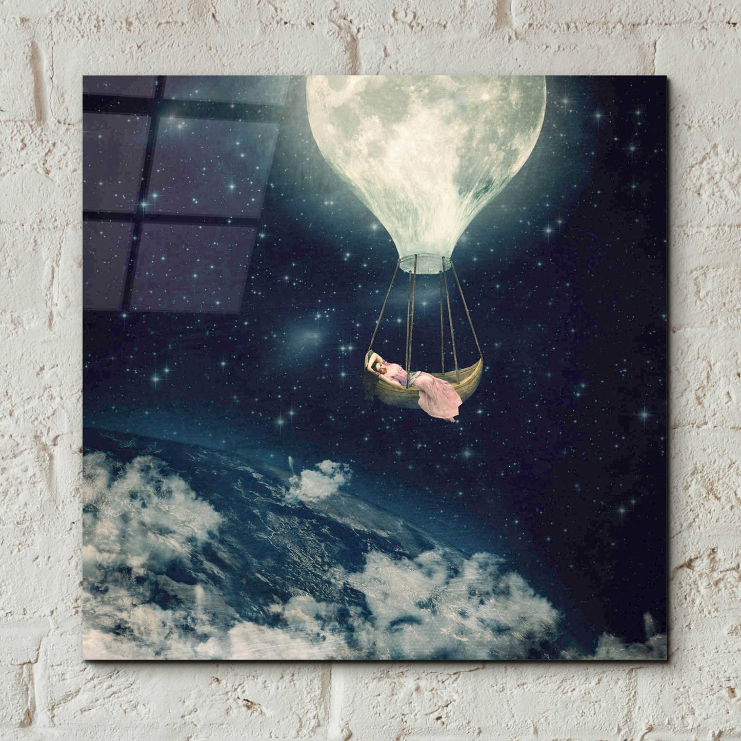 Epic Art 'The Moon Carries Me Away' by Paula Belle Flores, Acrylic Glass Wall Art,12x12