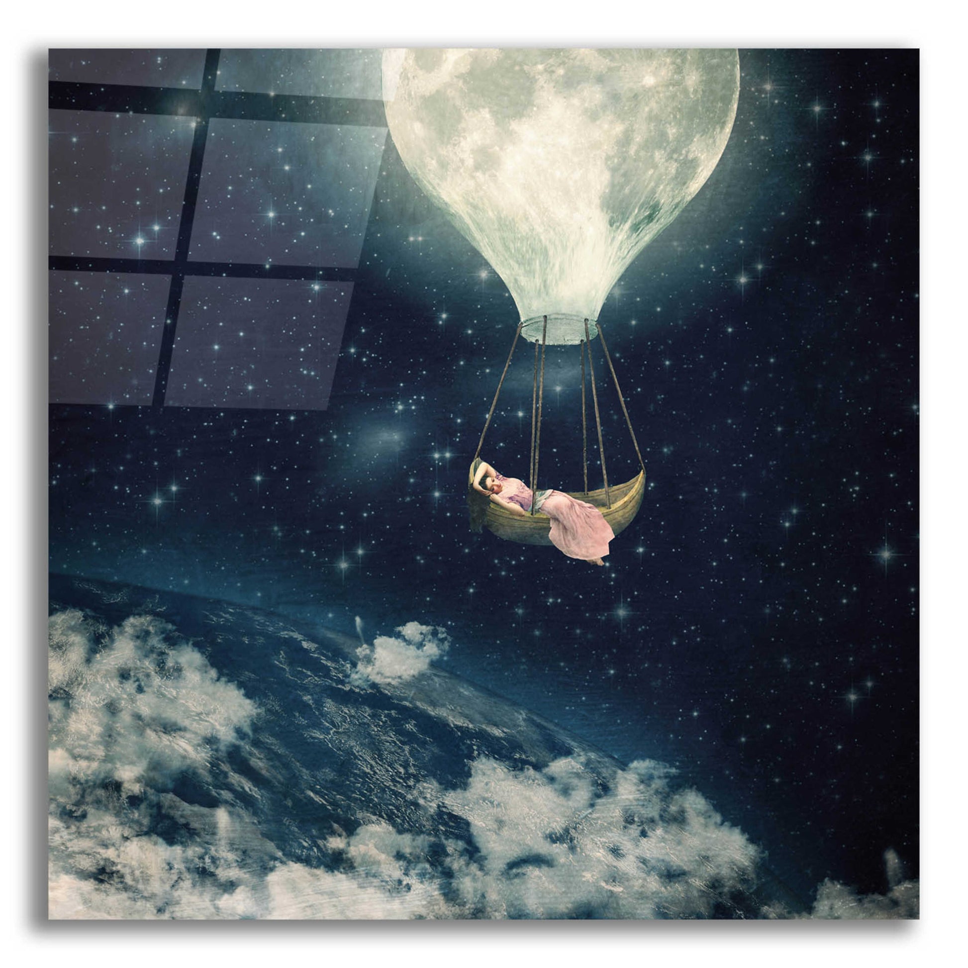 Epic Art 'The Moon Carries Me Away' by Paula Belle Flores, Acrylic Glass Wall Art,12x12