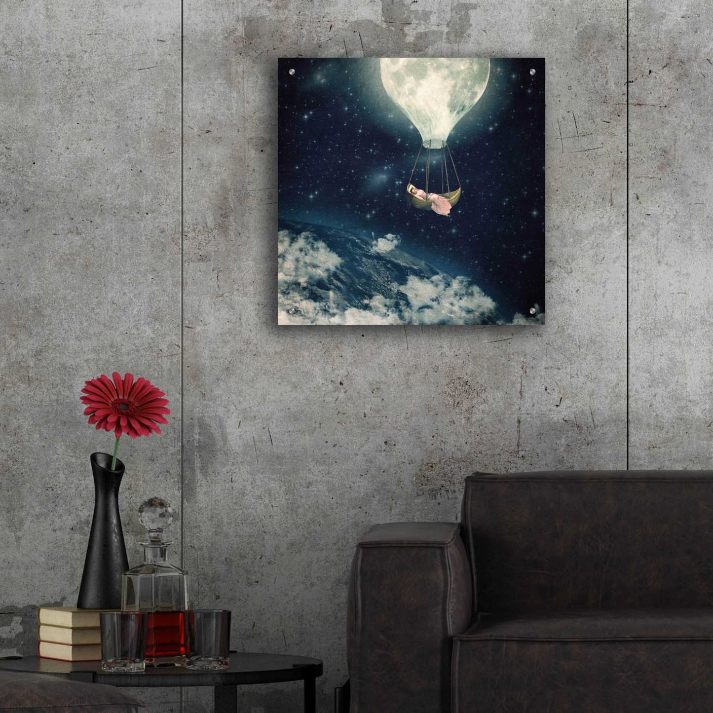 Epic Art 'The Moon Carries Me Away' by Paula Belle Flores, Acrylic Glass Wall Art,24x24