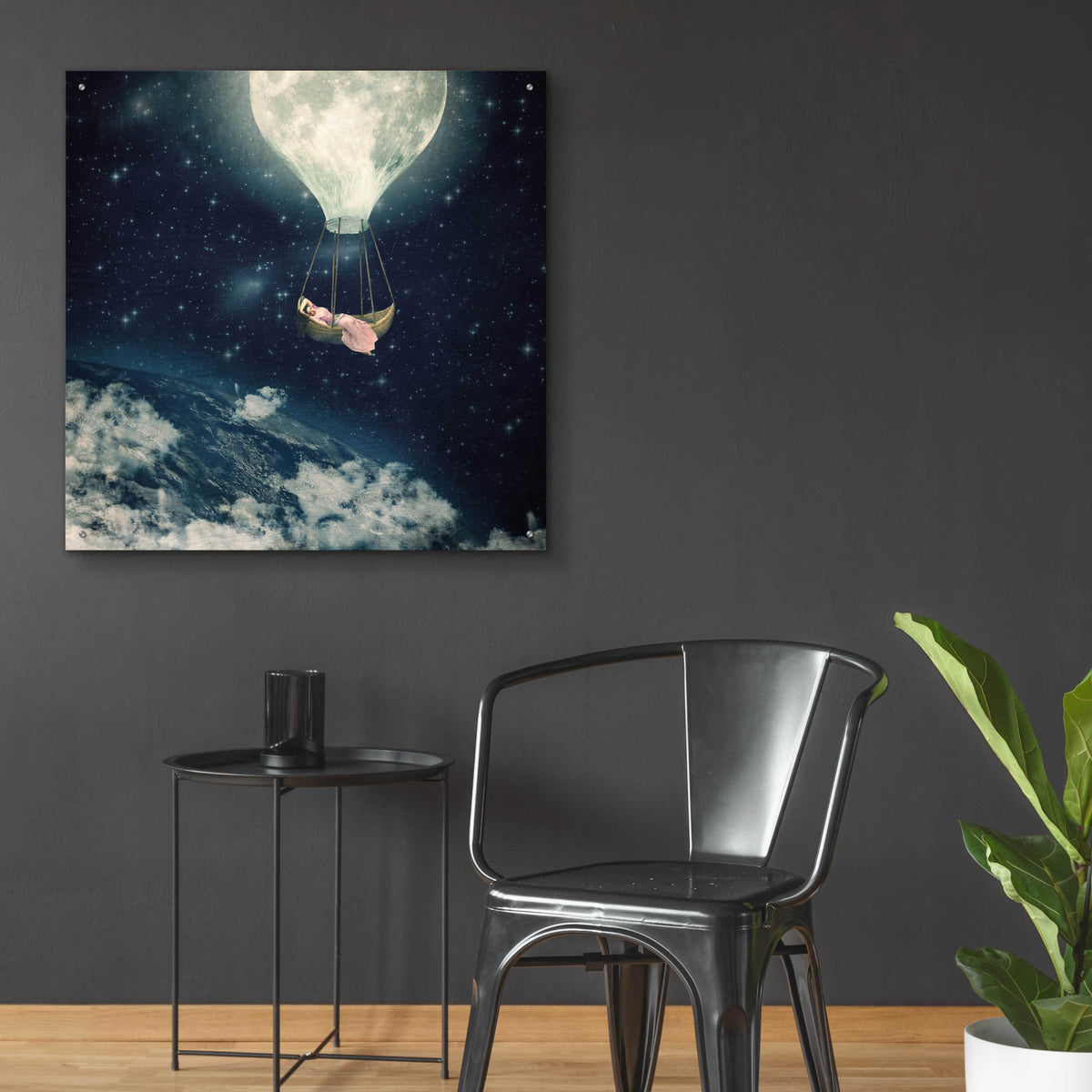 Epic Art 'The Moon Carries Me Away' by Paula Belle Flores, Acrylic Glass Wall Art,36x36