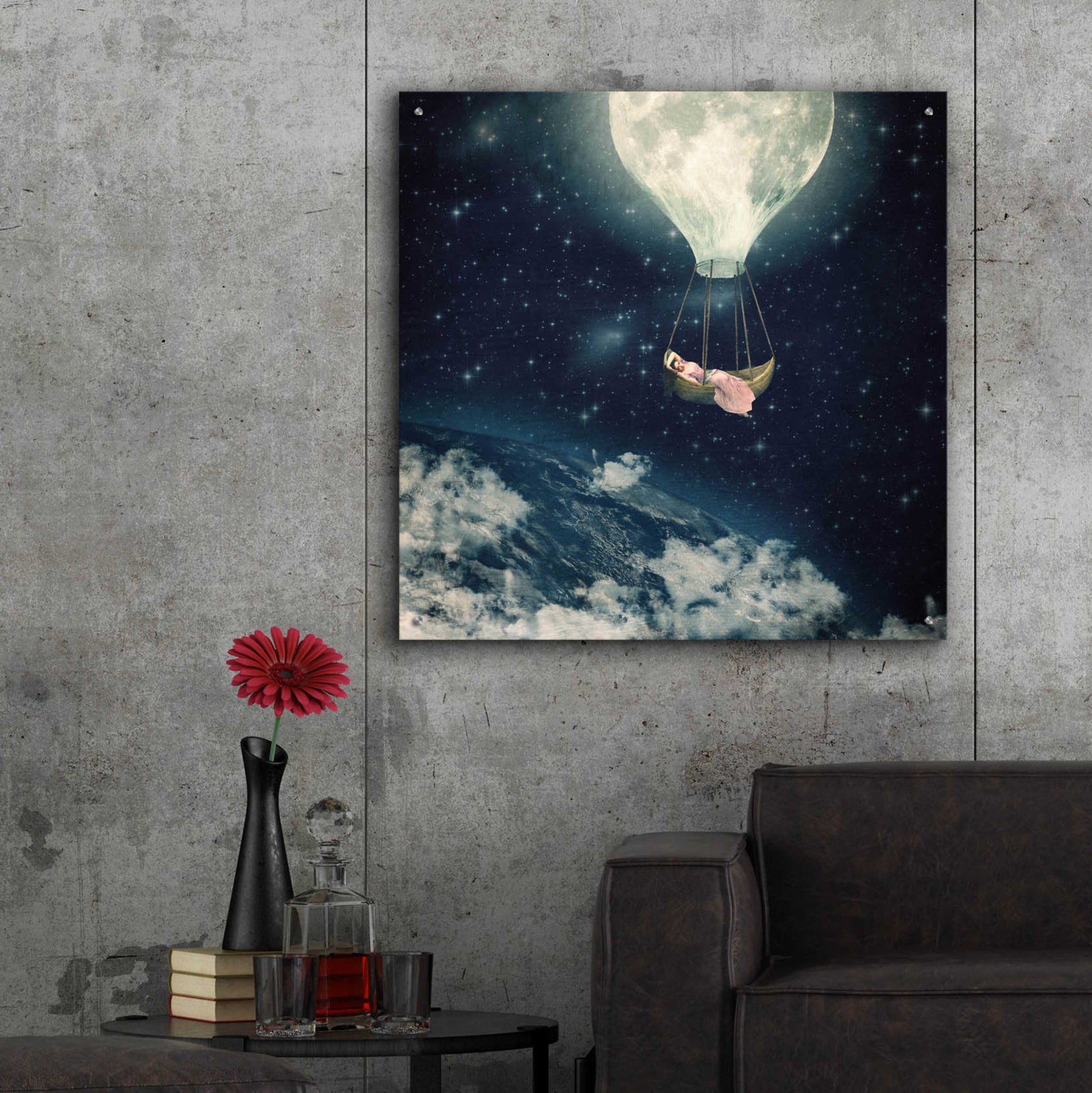 Epic Art 'The Moon Carries Me Away' by Paula Belle Flores, Acrylic Glass Wall Art,36x36