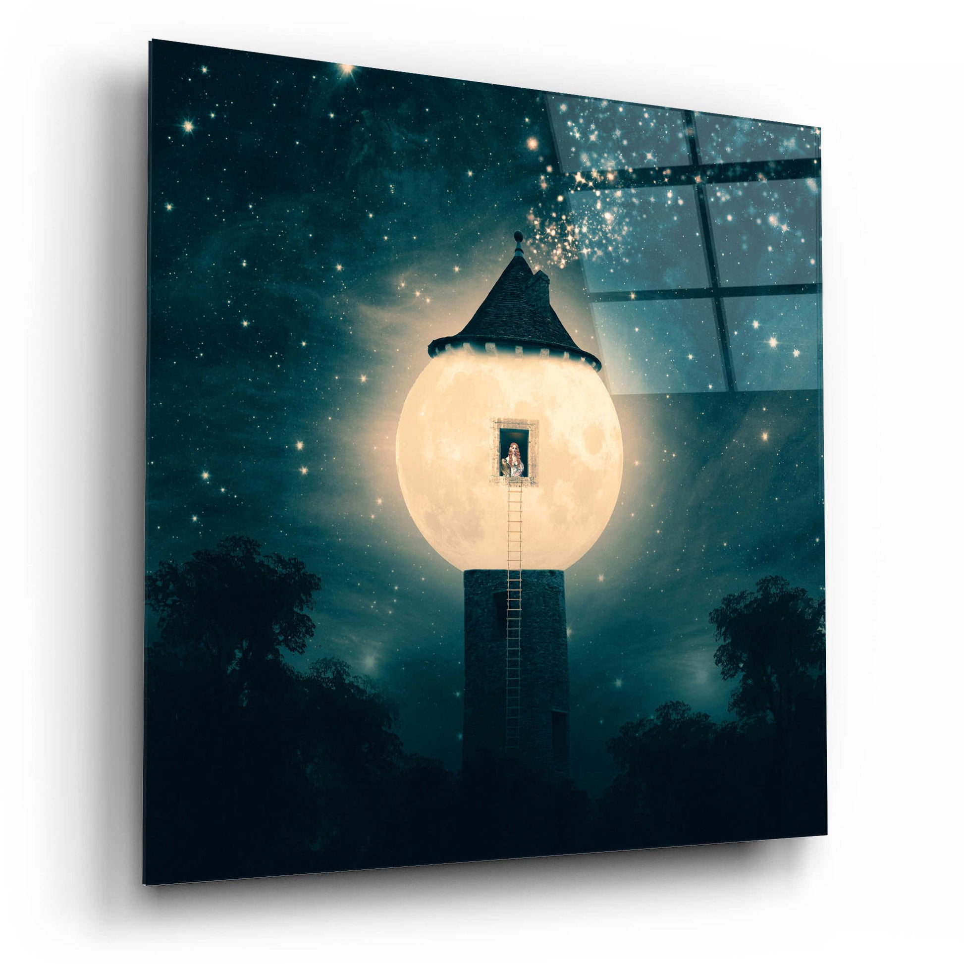 Epic Art 'The Moon Tower' by Paula Belle Flores, Acrylic Glass Wall Art,12x12