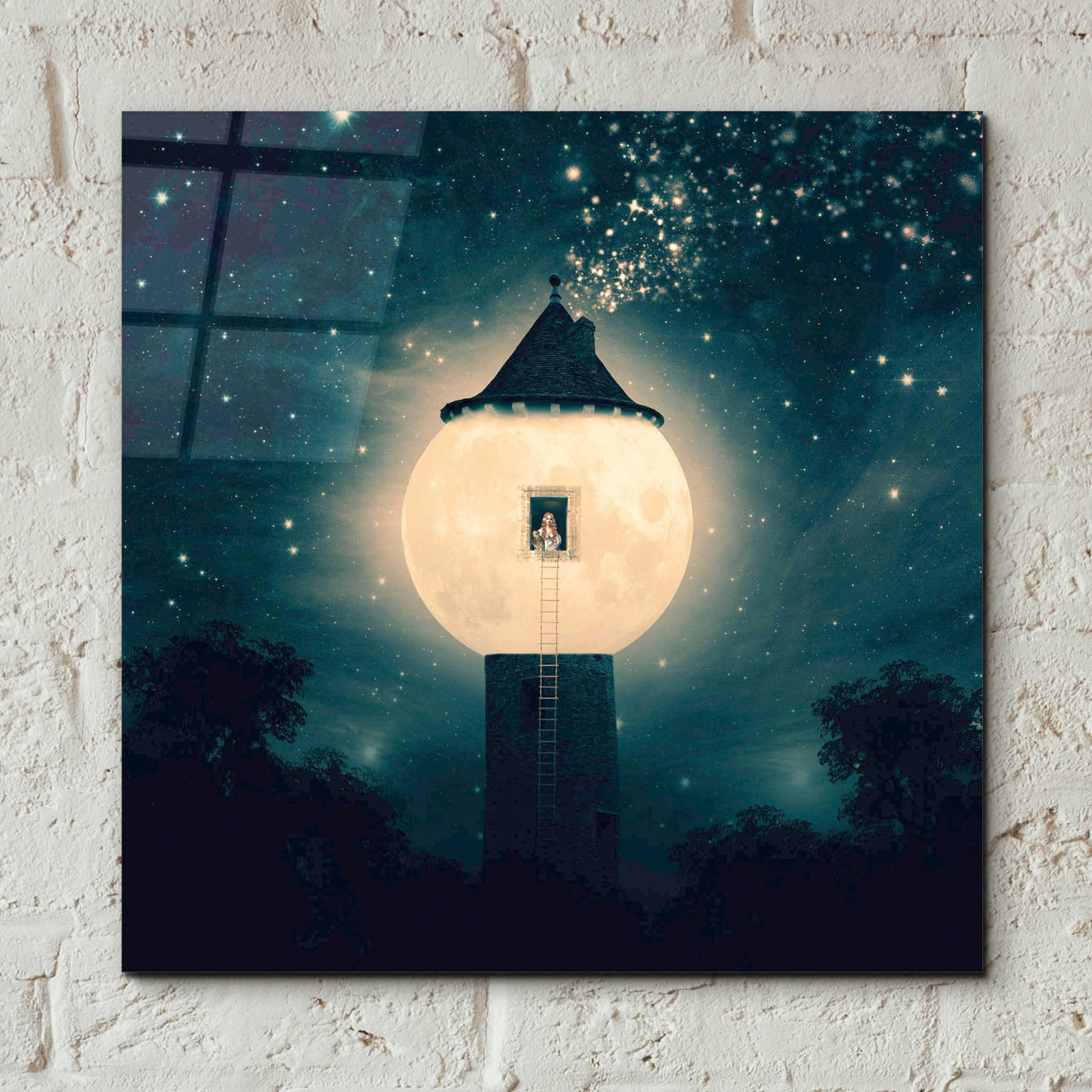 Epic Art 'The Moon Tower' by Paula Belle Flores, Acrylic Glass Wall Art,12x12