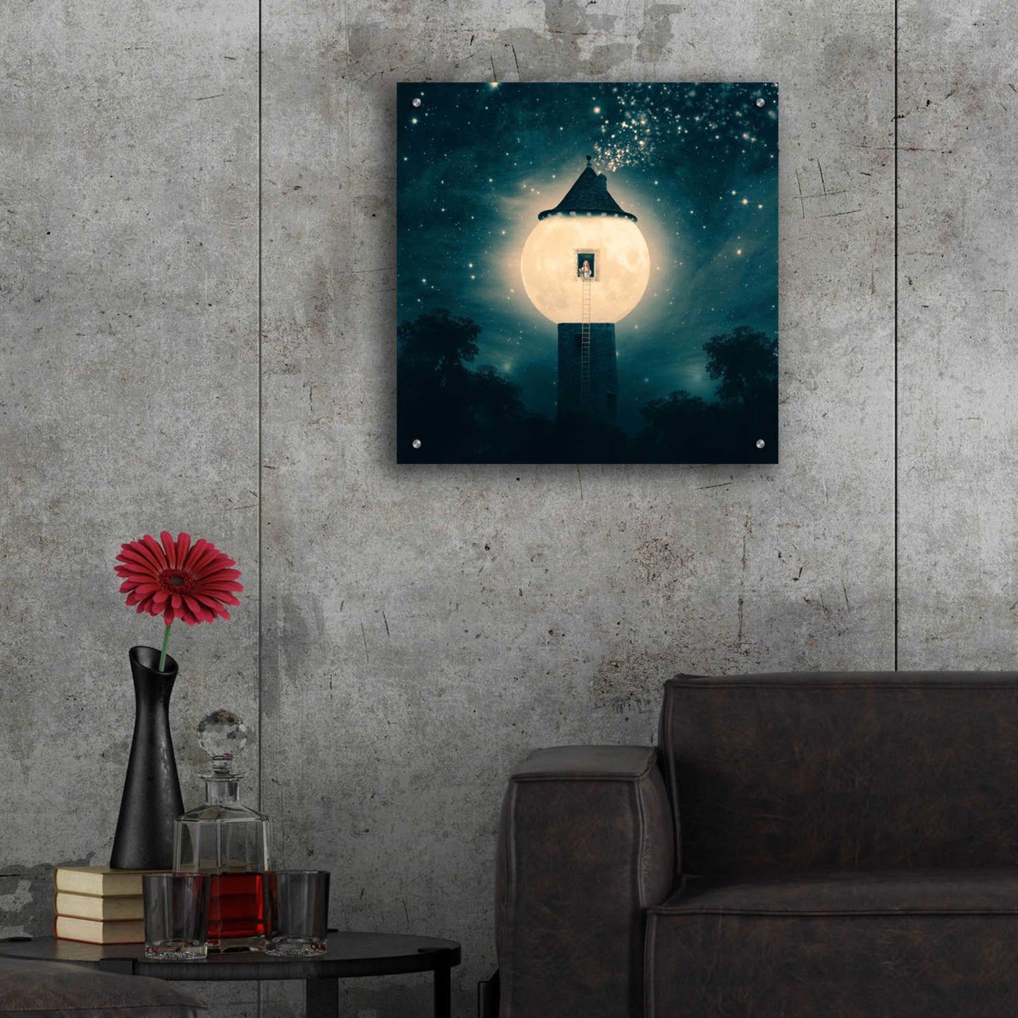 Epic Art 'The Moon Tower' by Paula Belle Flores, Acrylic Glass Wall Art,24x24