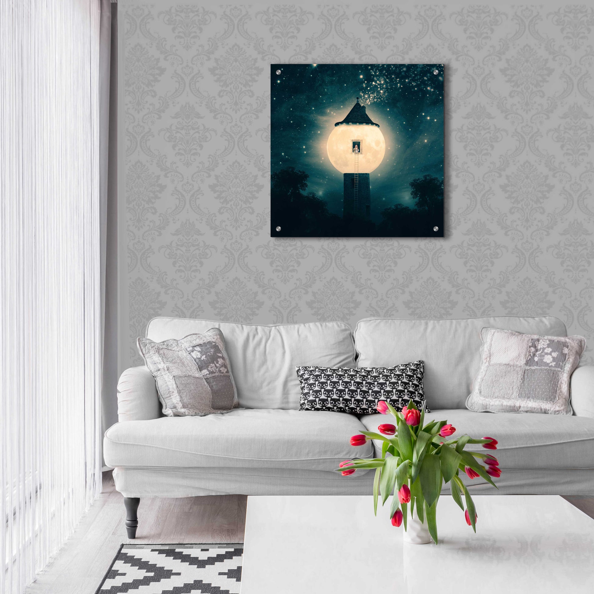 Epic Art 'The Moon Tower' by Paula Belle Flores, Acrylic Glass Wall Art,24x24