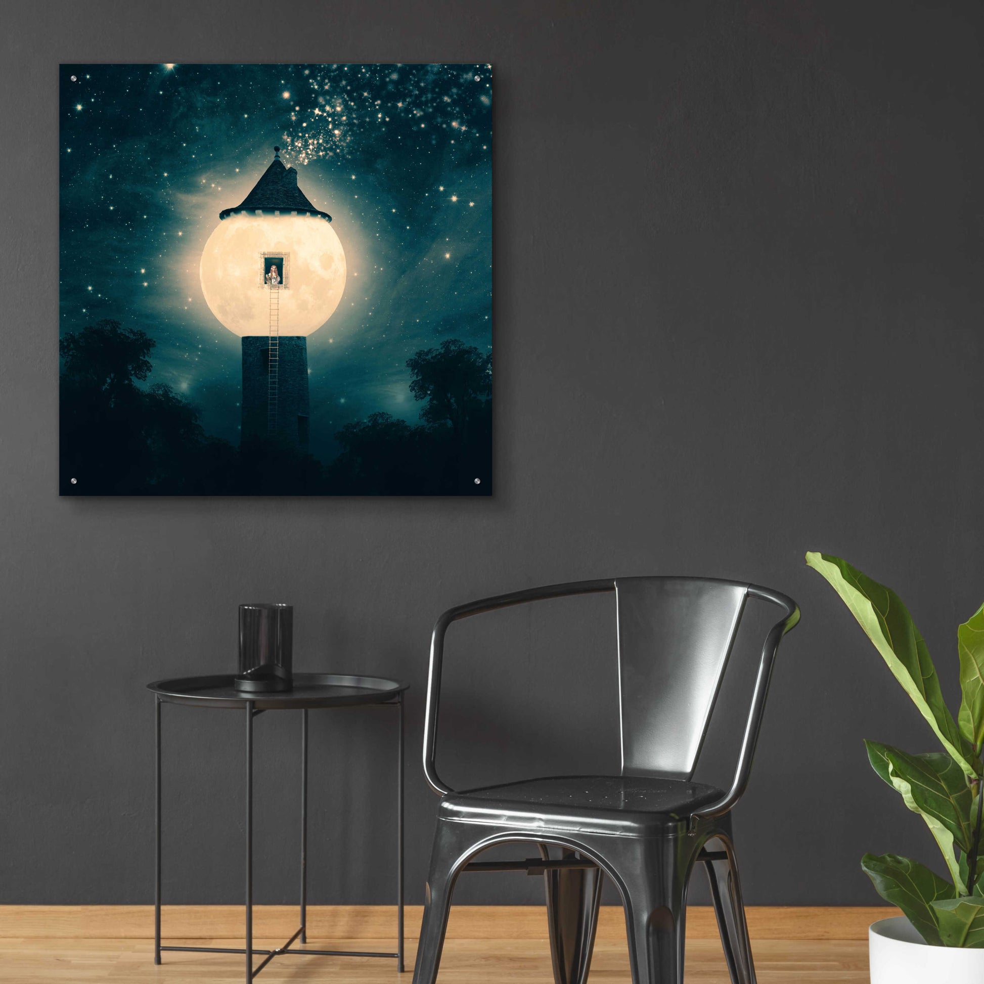 Epic Art 'The Moon Tower' by Paula Belle Flores, Acrylic Glass Wall Art,36x36