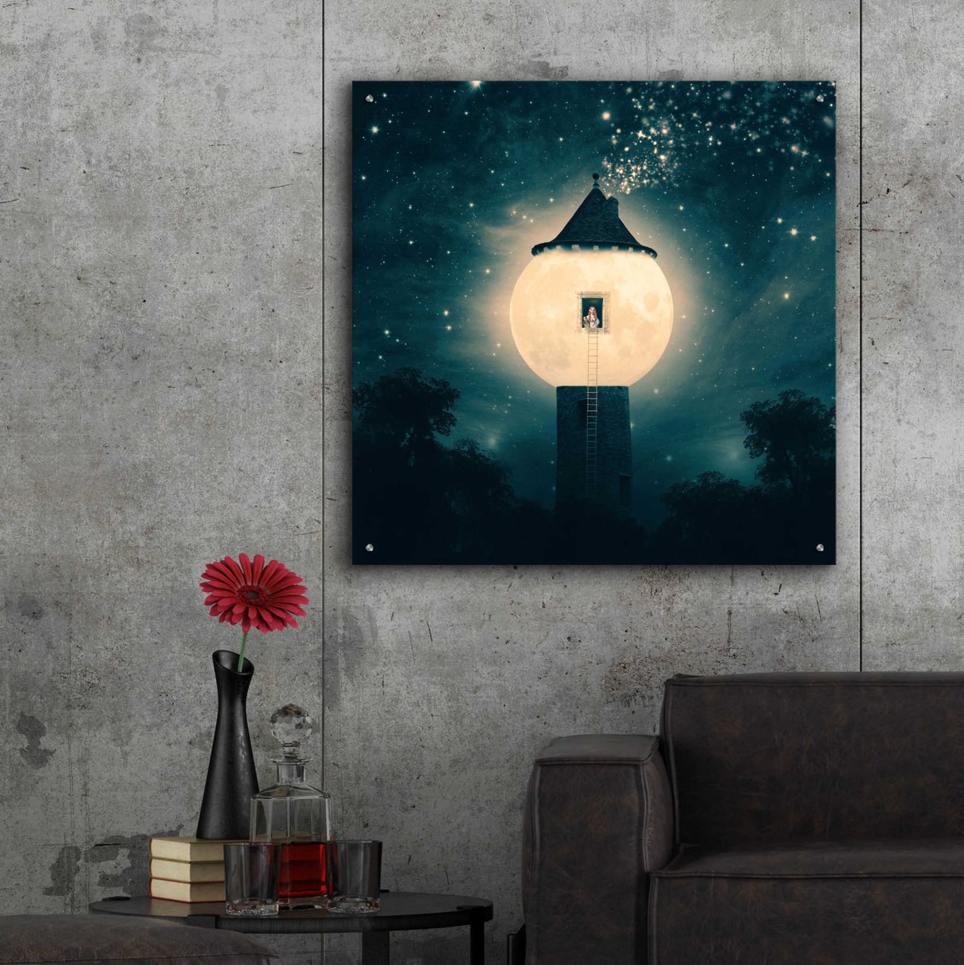 Epic Art 'The Moon Tower' by Paula Belle Flores, Acrylic Glass Wall Art,36x36