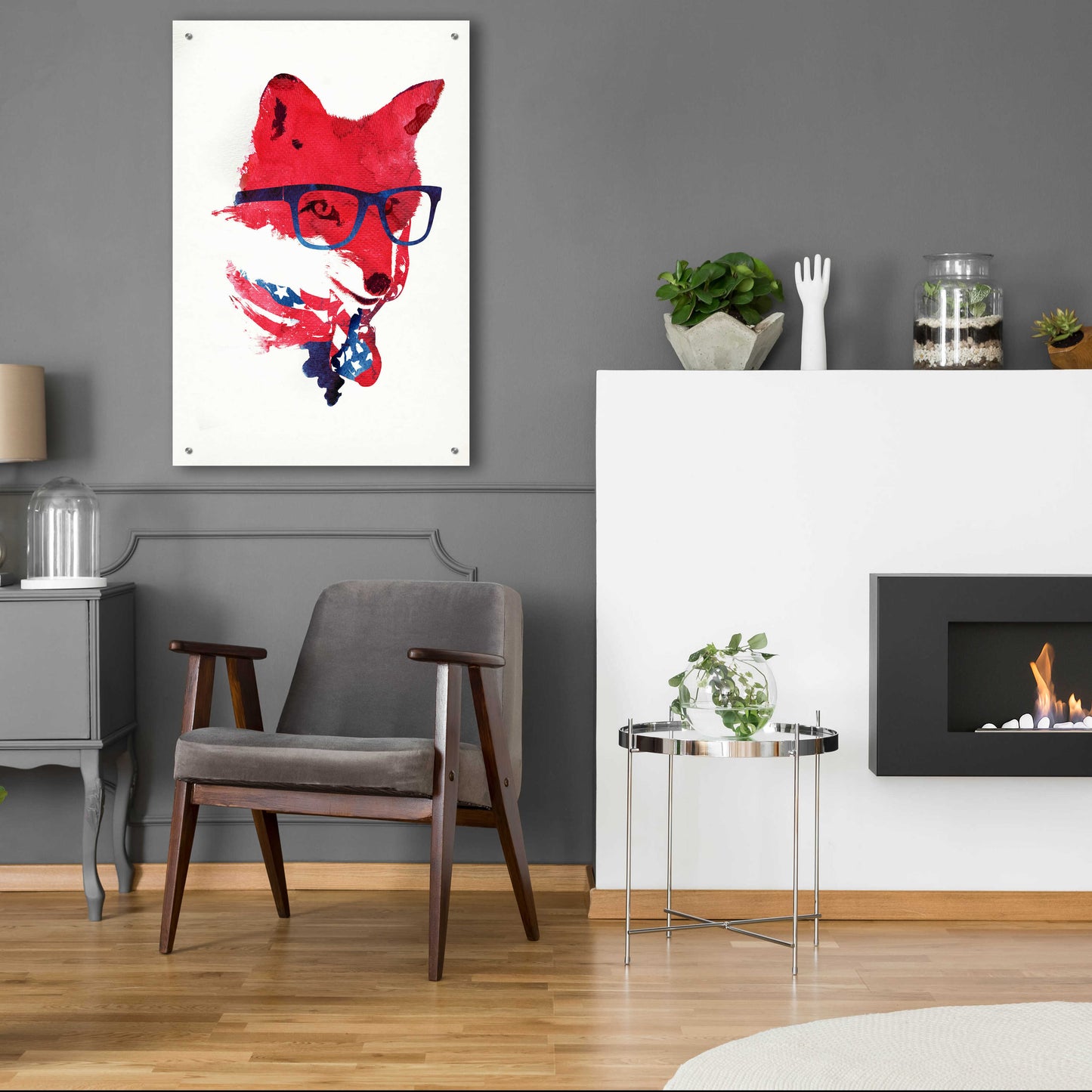 Epic Art 'American Fox' by Robert Farkas, Acrylic Glass Wall Art,24x36