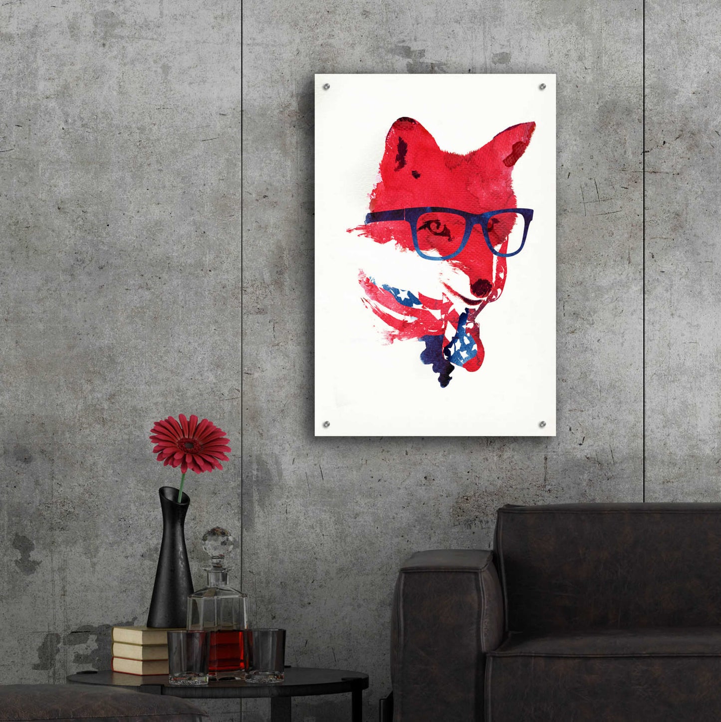 Epic Art 'American Fox' by Robert Farkas, Acrylic Glass Wall Art,24x36