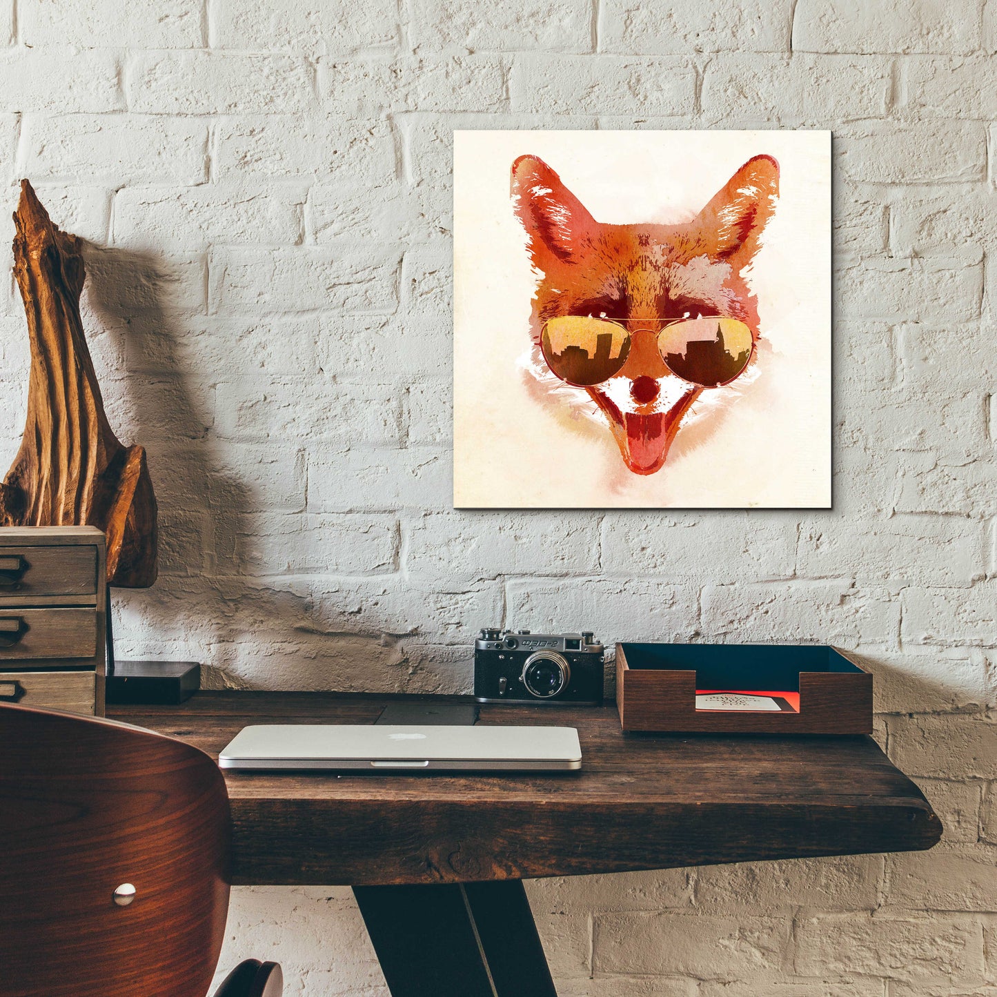 Epic Art 'Big Town Fox' by Robert Farkas, Acrylic Glass Wall Art,12x12