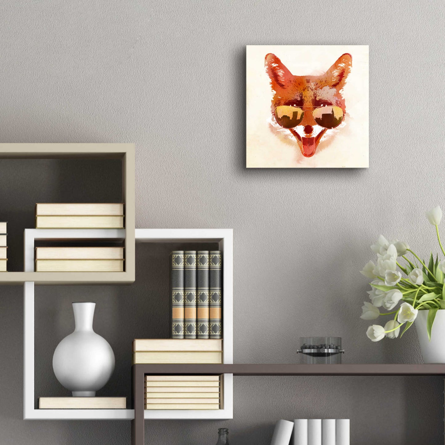 Epic Art 'Big Town Fox' by Robert Farkas, Acrylic Glass Wall Art,12x12