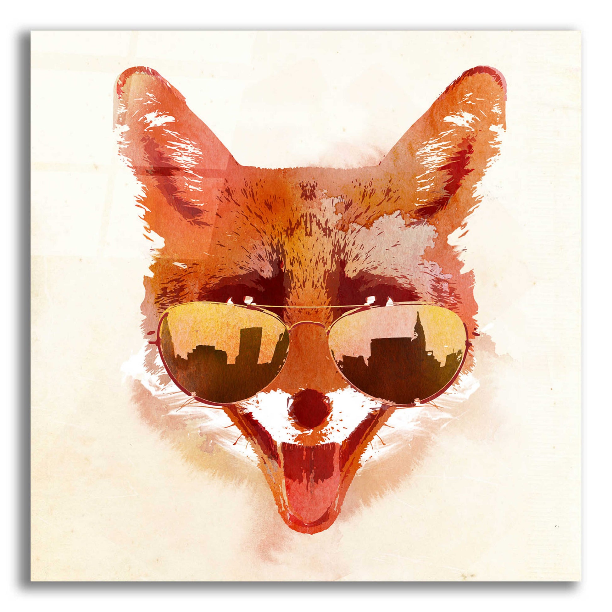 Epic Art 'Big Town Fox' by Robert Farkas, Acrylic Glass Wall Art,12x12