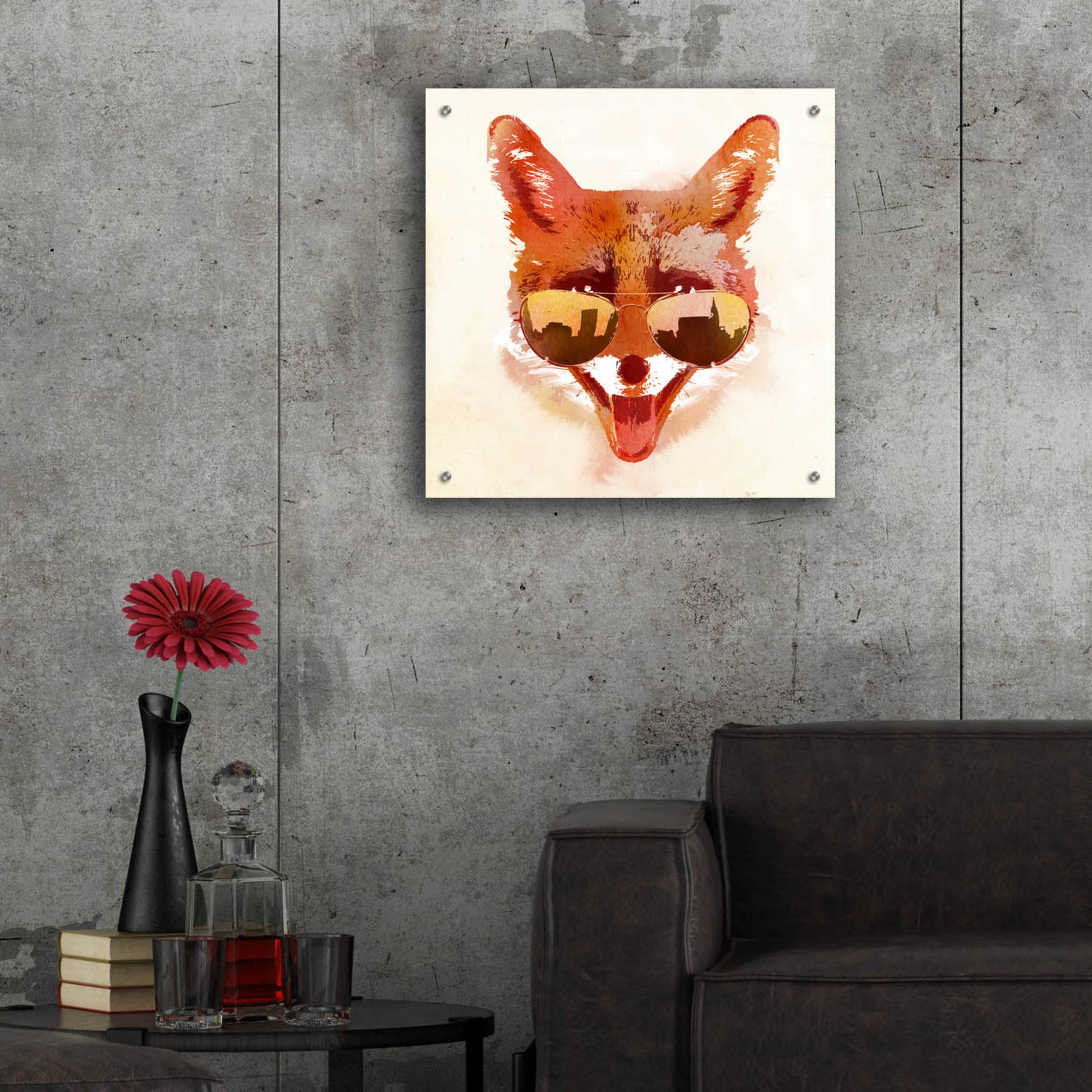 Epic Art 'Big Town Fox' by Robert Farkas, Acrylic Glass Wall Art,24x24