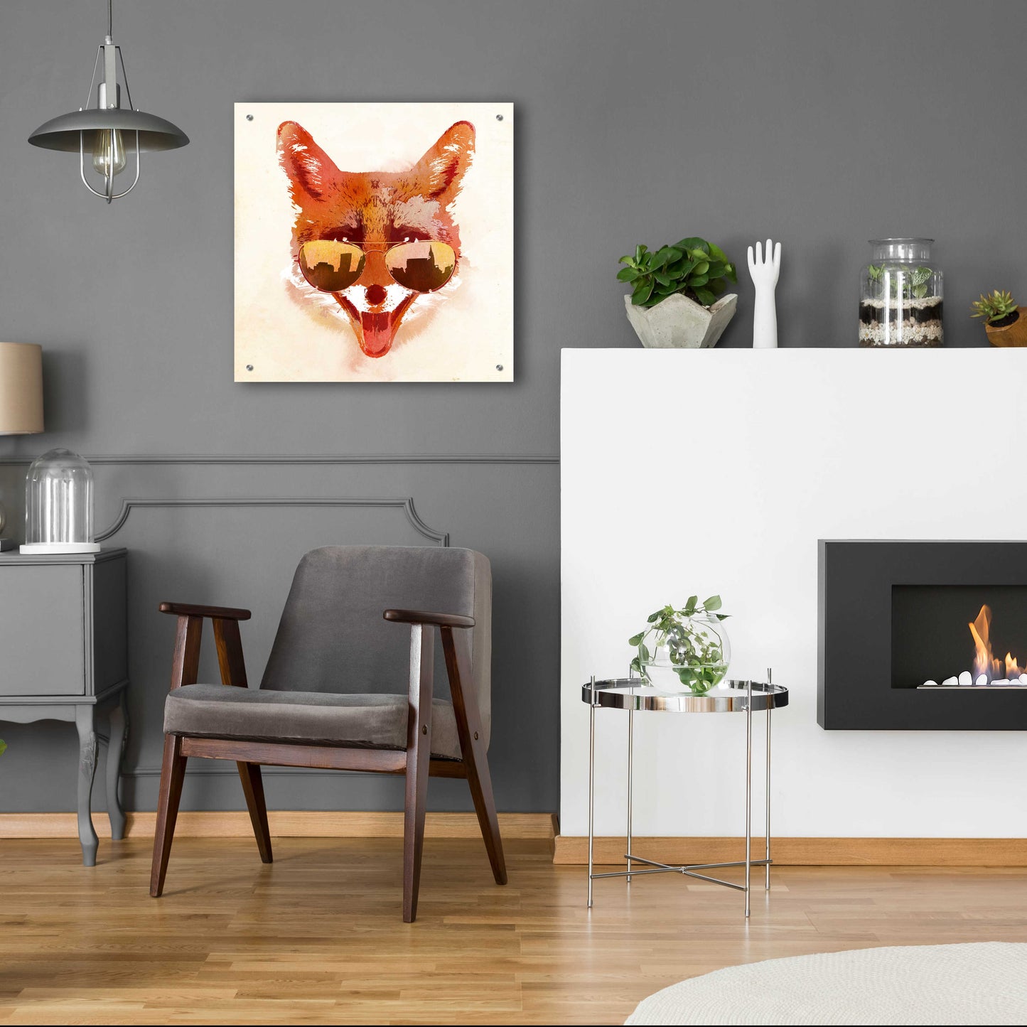 Epic Art 'Big Town Fox' by Robert Farkas, Acrylic Glass Wall Art,24x24