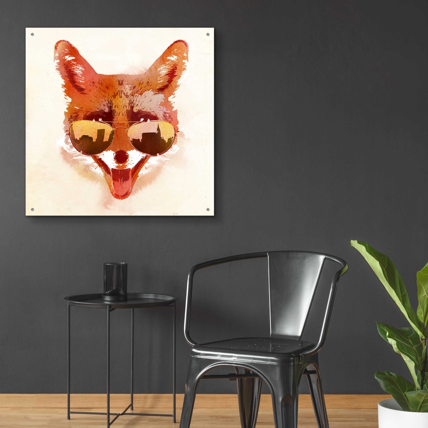 Epic Art 'Big Town Fox' by Robert Farkas, Acrylic Glass Wall Art,36x36