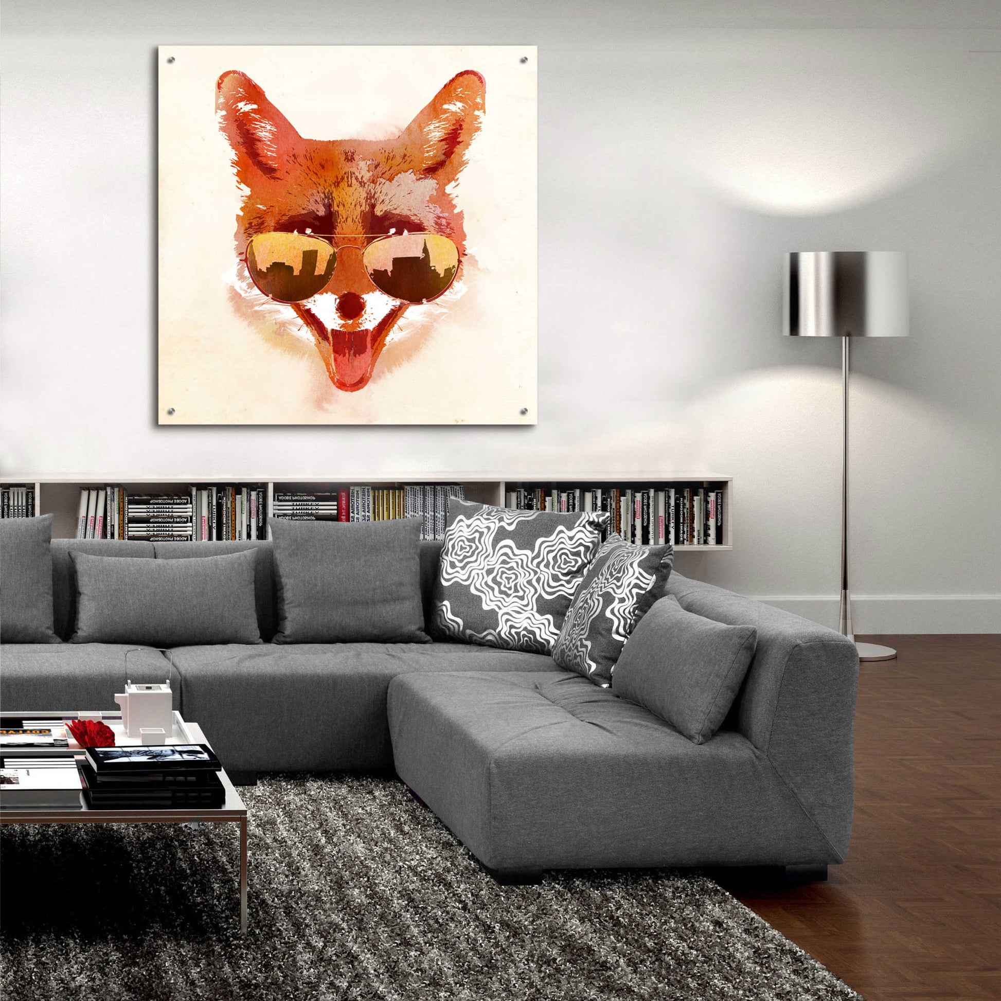 Epic Art 'Big Town Fox' by Robert Farkas, Acrylic Glass Wall Art,36x36