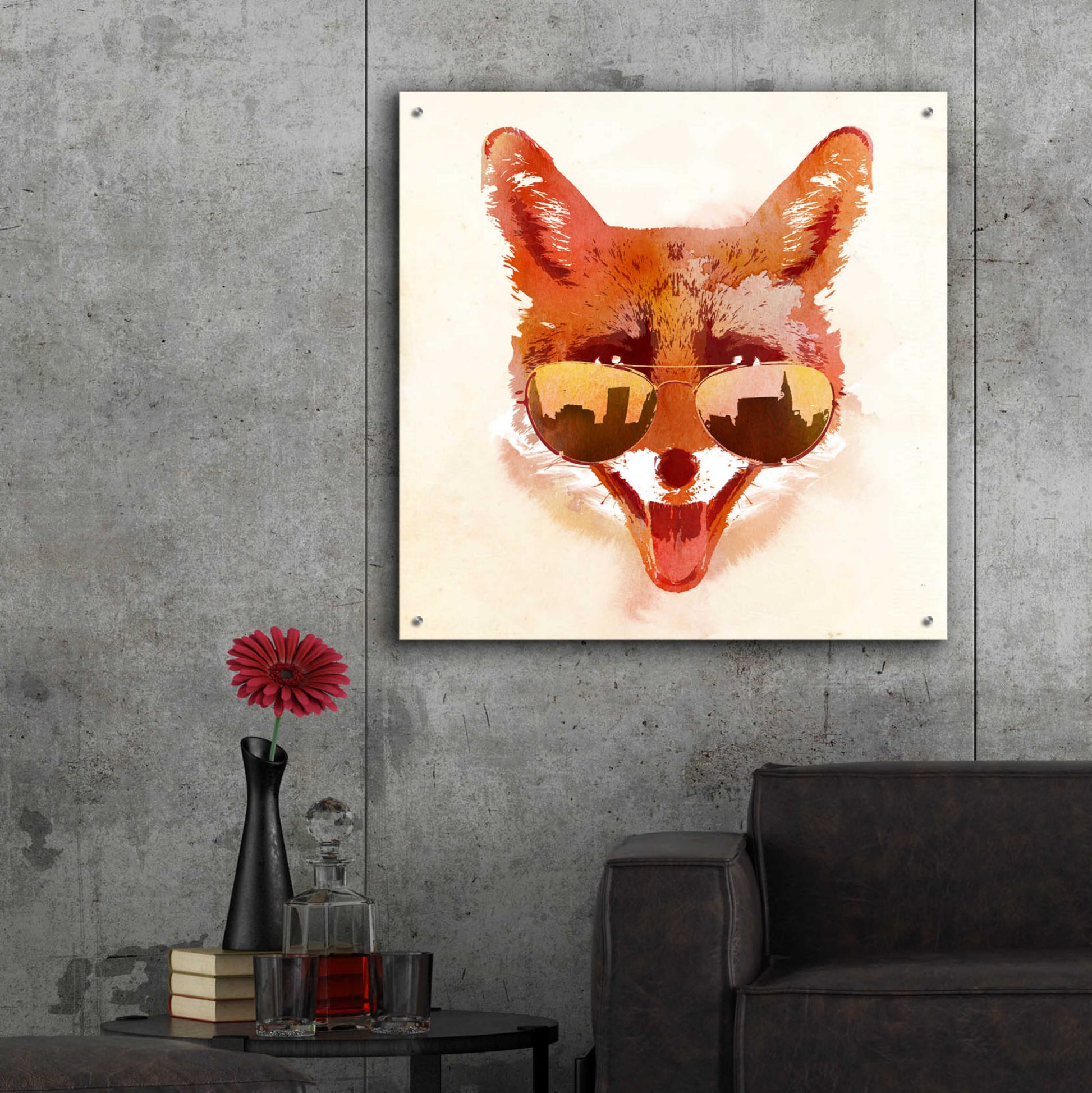 Epic Art 'Big Town Fox' by Robert Farkas, Acrylic Glass Wall Art,36x36