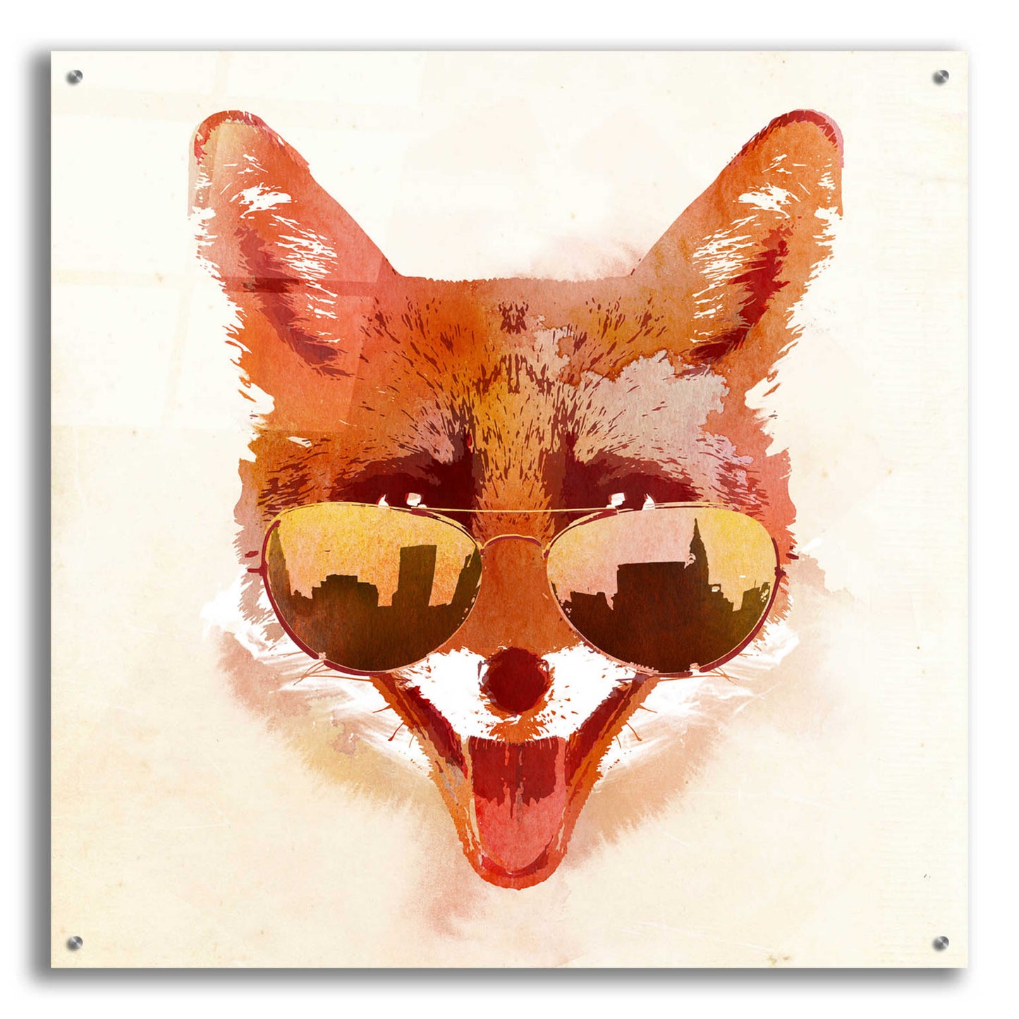 Epic Art 'Big Town Fox' by Robert Farkas, Acrylic Glass Wall Art,36x36