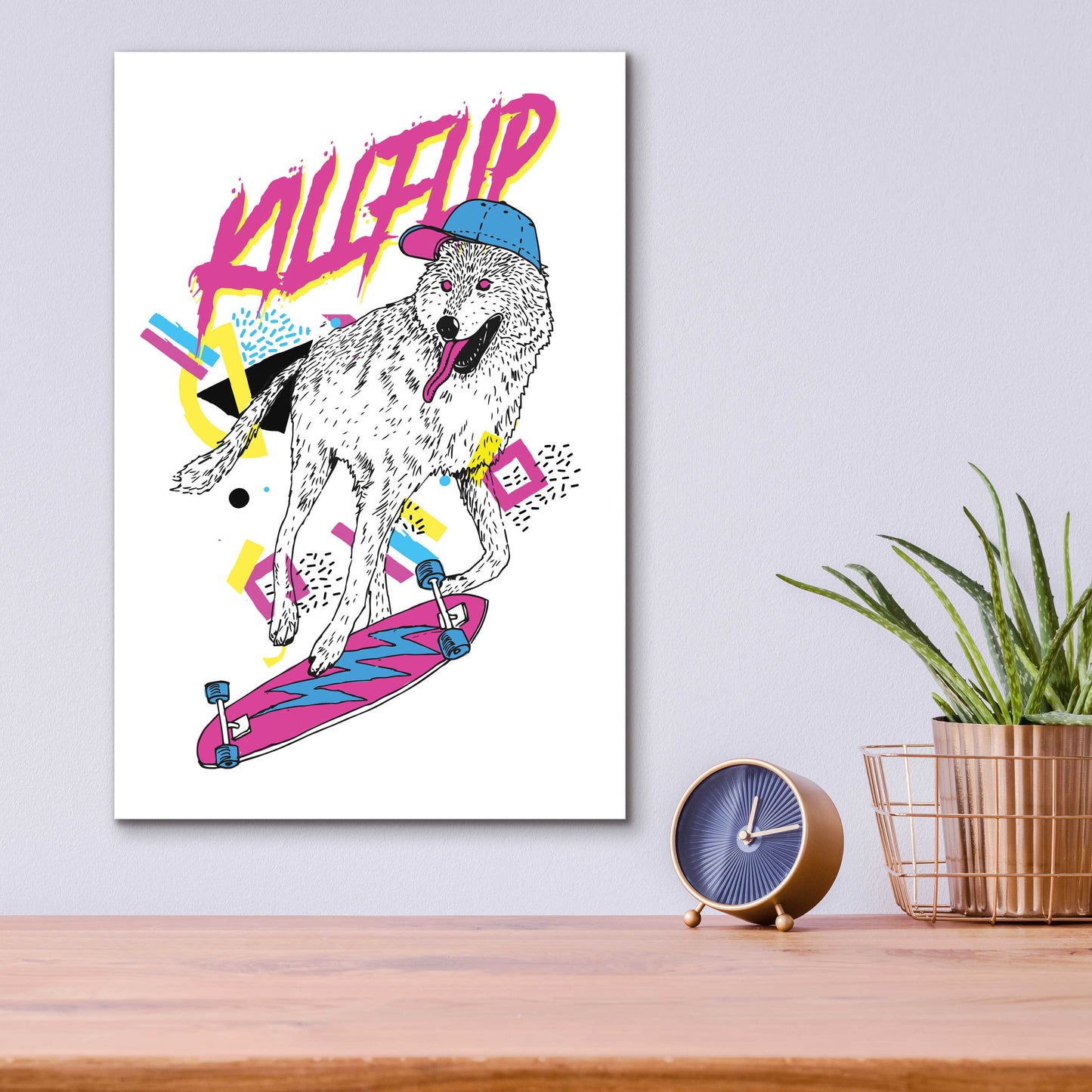 Epic Art 'Kickflip Wolf' by Robert Farkas, Acrylic Glass Wall Art,12x16