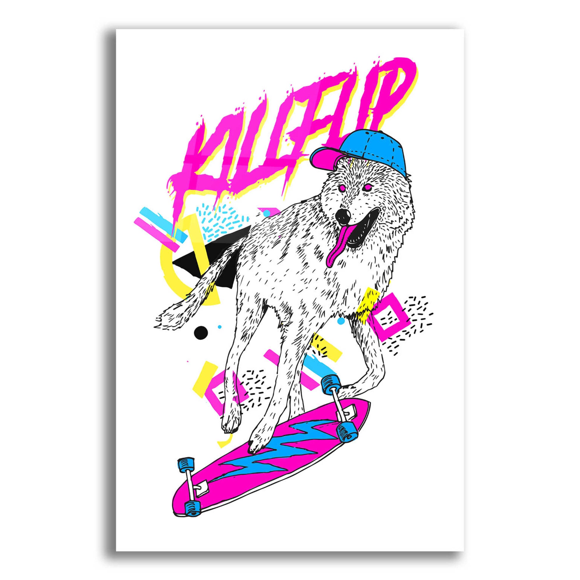 Epic Art 'Kickflip Wolf' by Robert Farkas, Acrylic Glass Wall Art,16x24