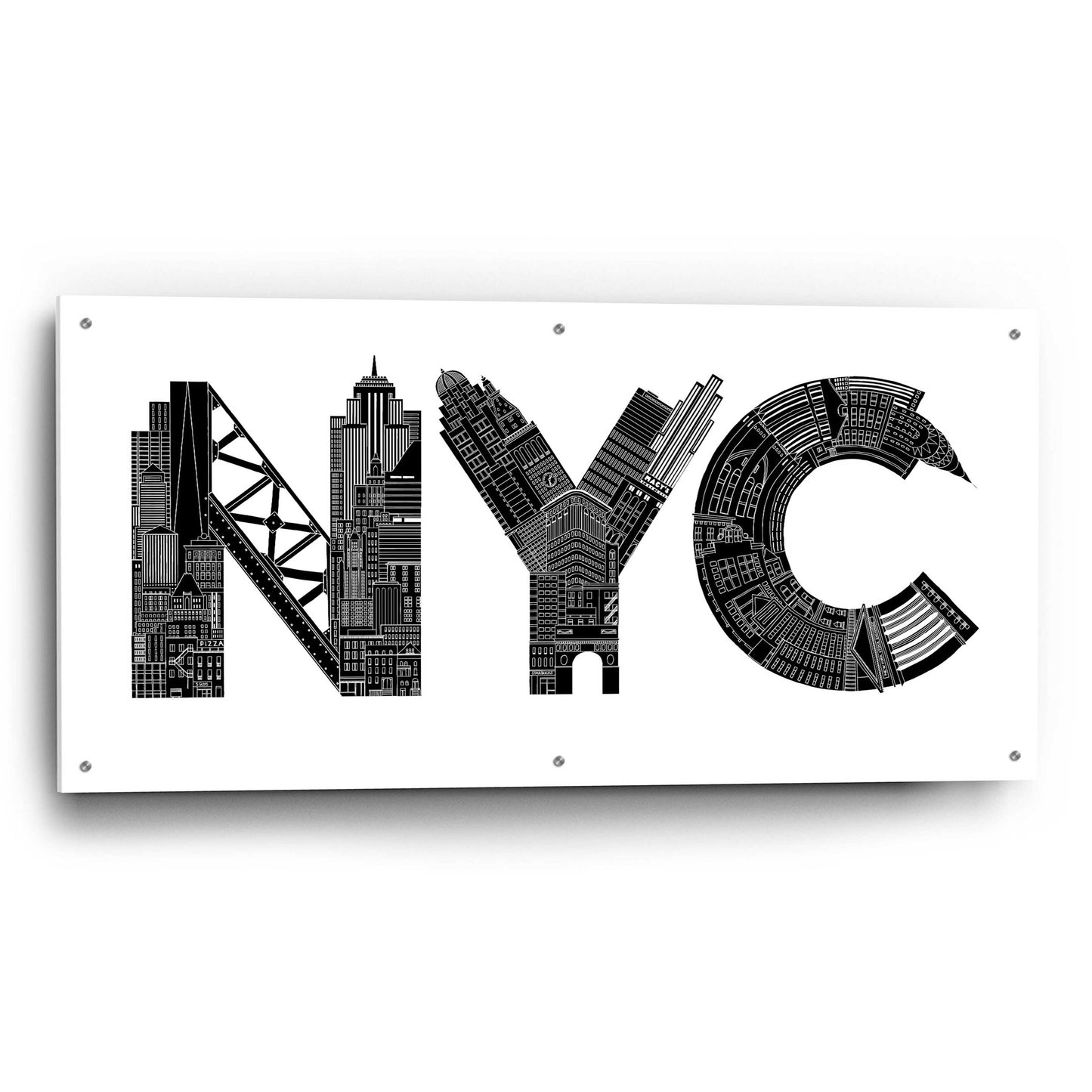 Epic Art 'NYC' by Robert Farkas, Acrylic Glass Wall Art,48x24