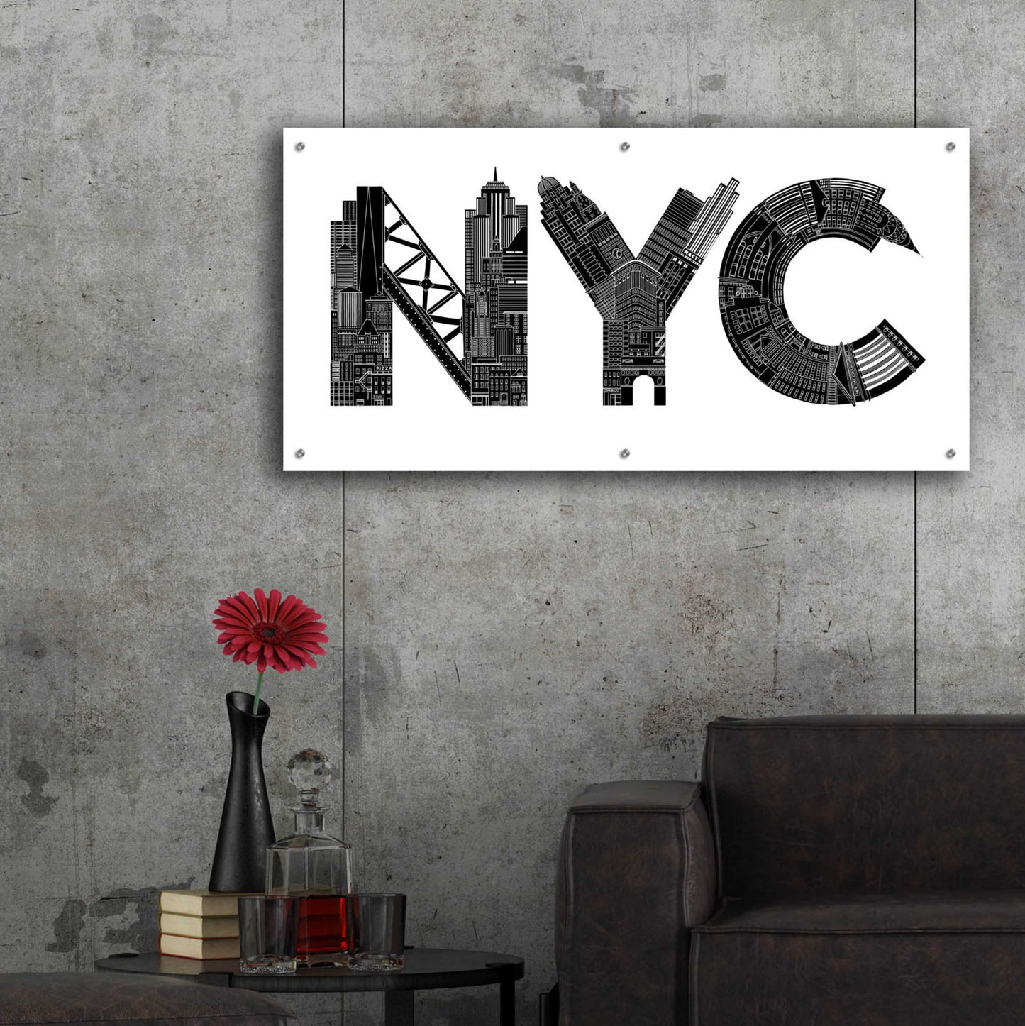 Epic Art 'NYC' by Robert Farkas, Acrylic Glass Wall Art,48x24