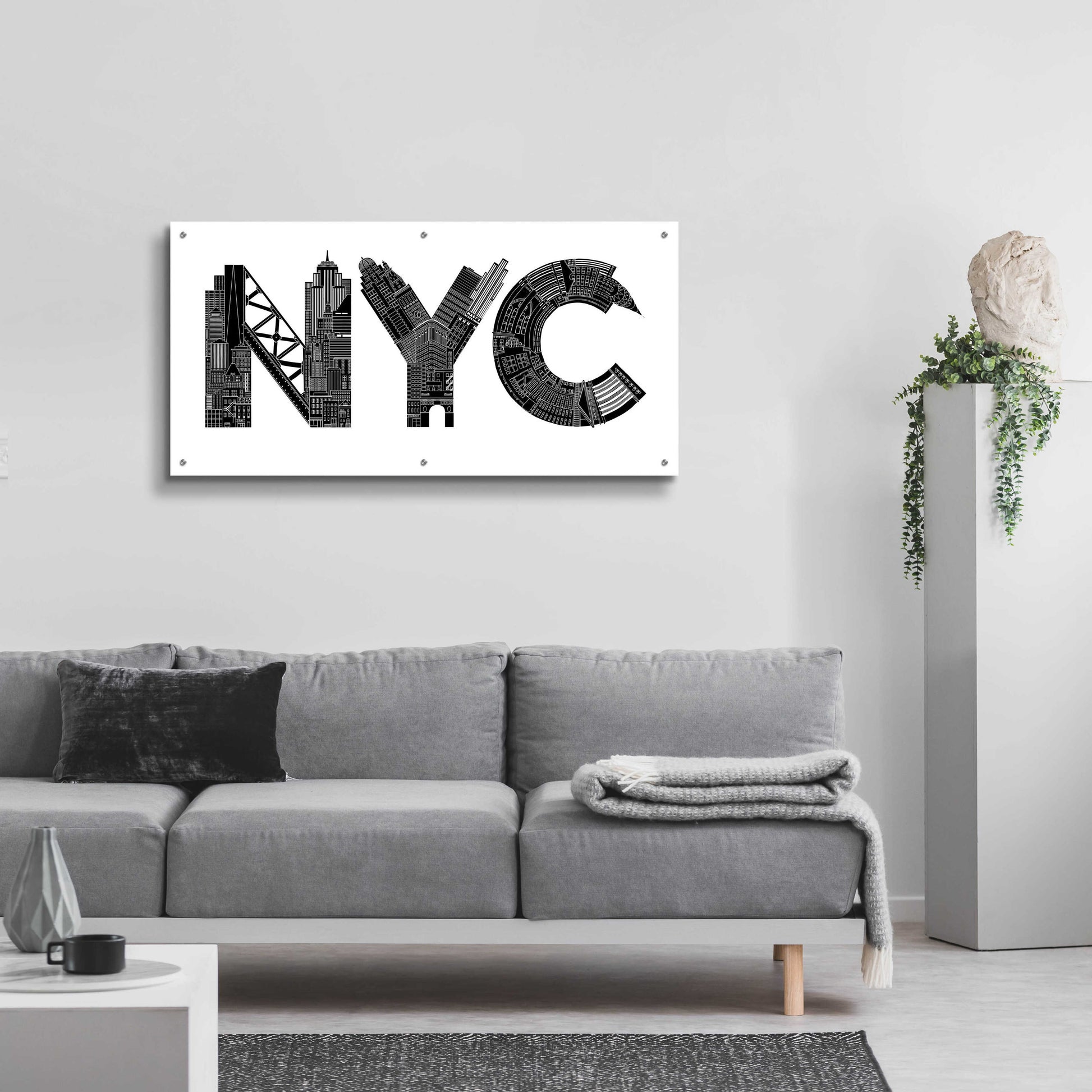 Epic Art 'NYC' by Robert Farkas, Acrylic Glass Wall Art,48x24