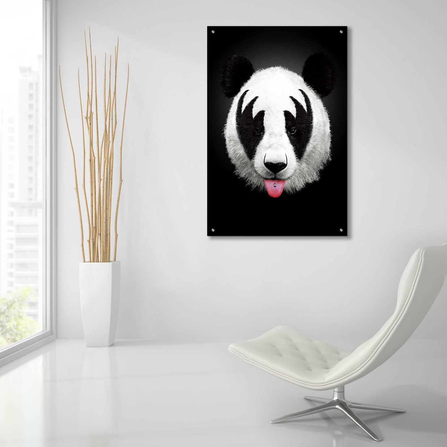 Epic Art 'Panda Rocks' by Robert Farkas, Acrylic Glass Wall Art,24x36