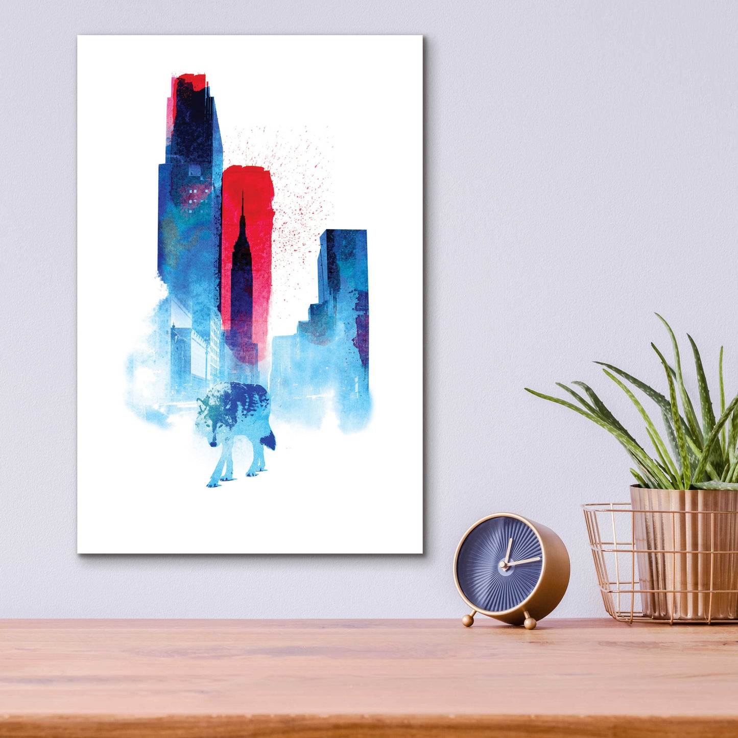 Epic Art 'The Wolf of the City' by Robert Farkas, Acrylic Glass Wall Art,12x16