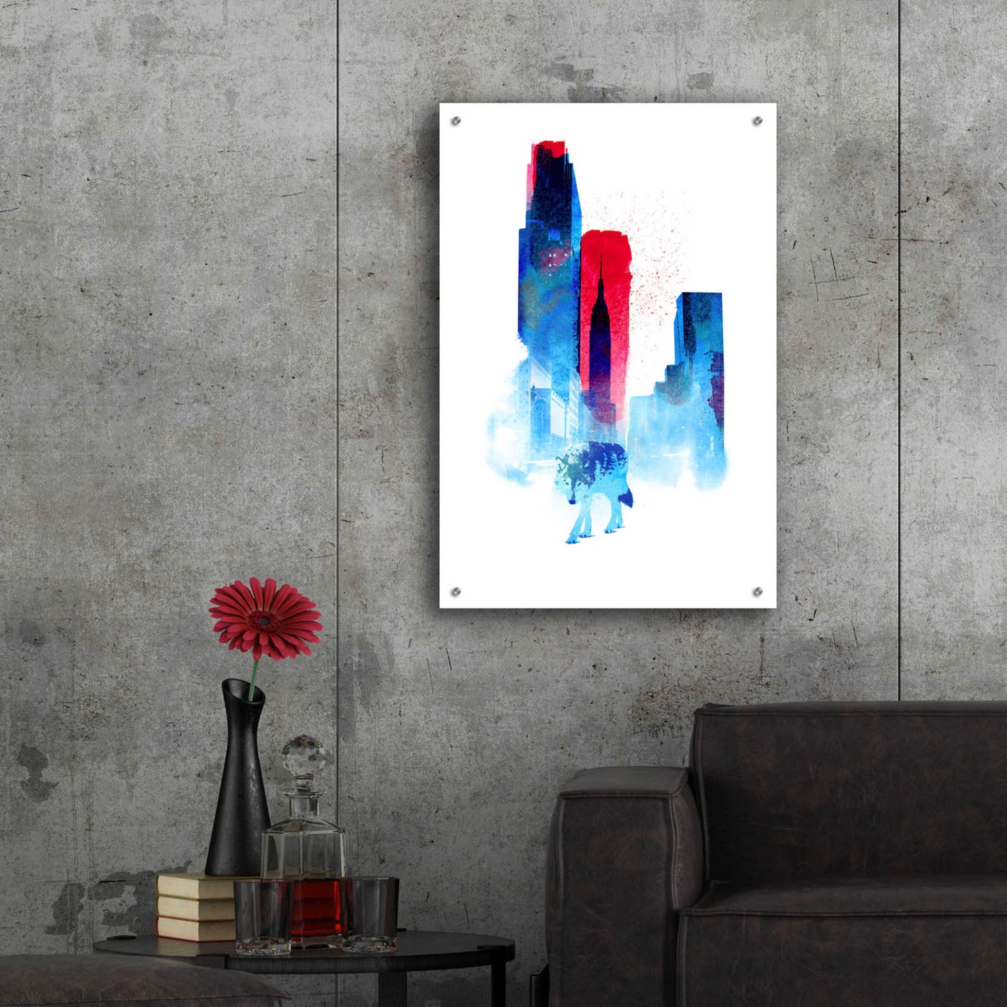 Epic Art 'The Wolf of the City' by Robert Farkas, Acrylic Glass Wall Art,24x36