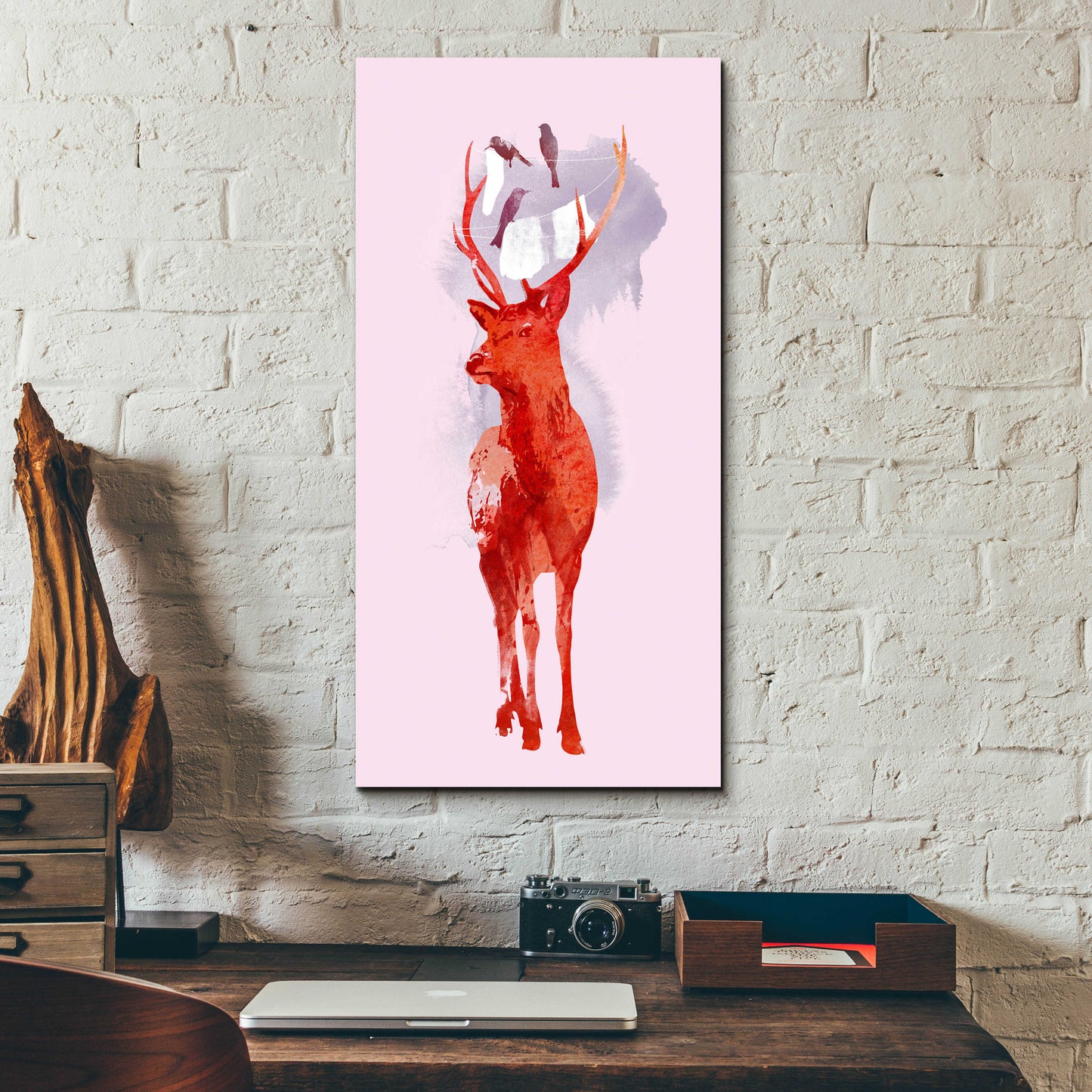 Epic Art 'Useless Deer' by Robert Farkas, Acrylic Glass Wall Art,12x24