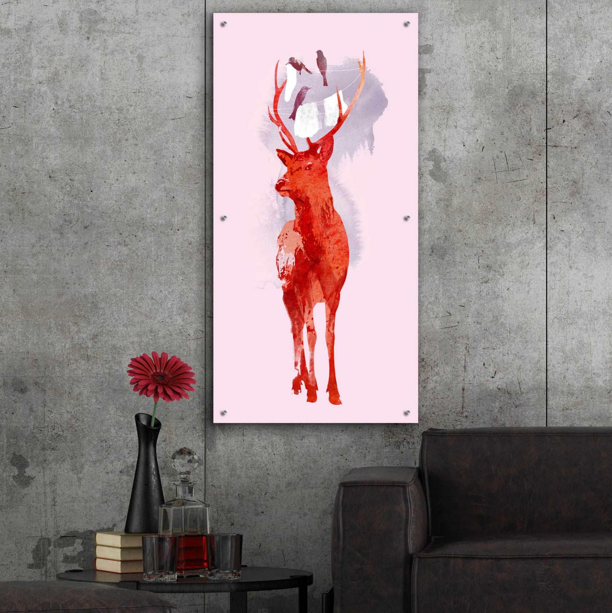 Epic Art 'Useless Deer' by Robert Farkas, Acrylic Glass Wall Art,24x48