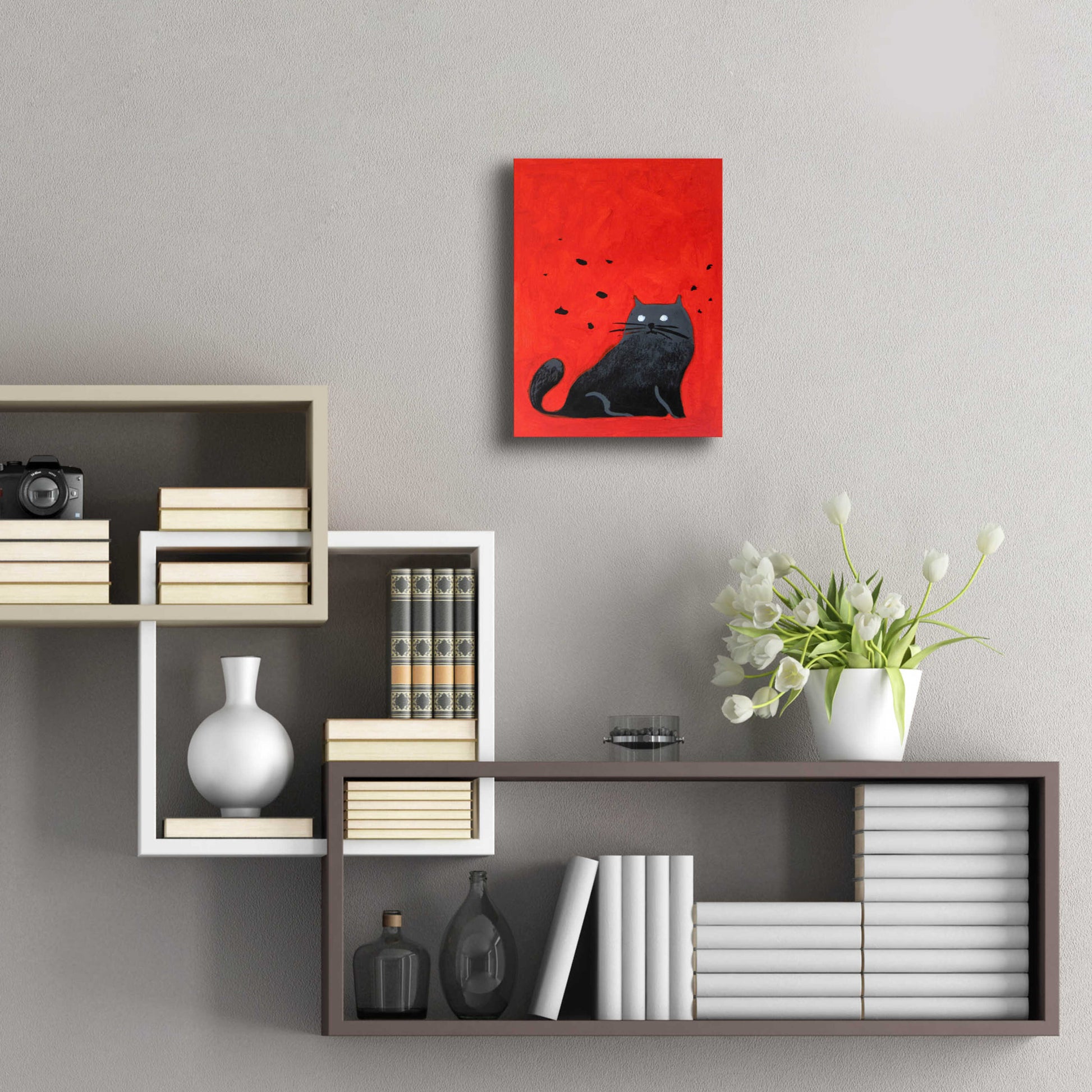 Epic Art 'Stray Black Cat' by Robert Filiuta, Acrylic Glass Wall Art,12x16