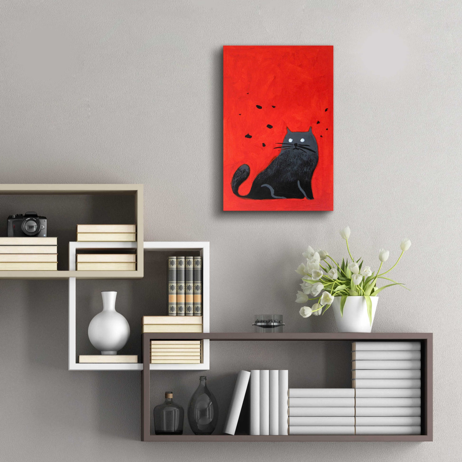 Epic Art 'Stray Black Cat' by Robert Filiuta, Acrylic Glass Wall Art,16x24