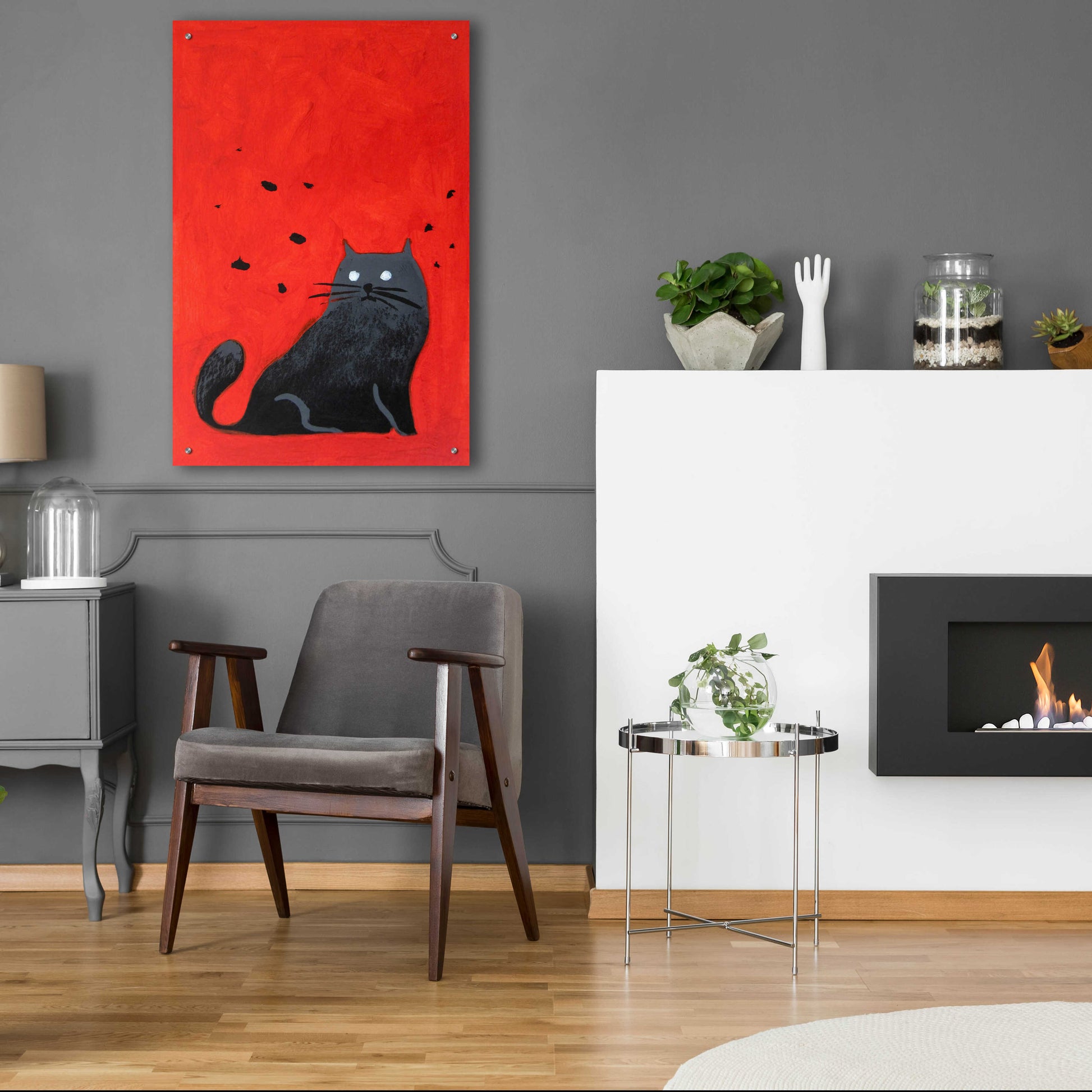 Epic Art 'Stray Black Cat' by Robert Filiuta, Acrylic Glass Wall Art,24x36