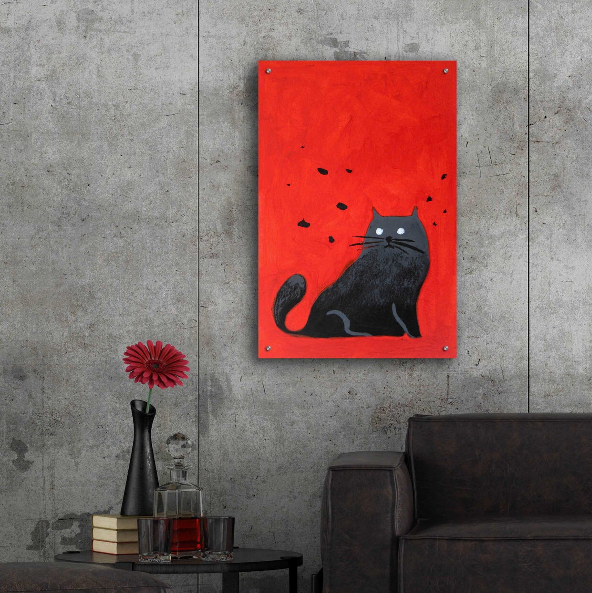 Epic Art 'Stray Black Cat' by Robert Filiuta, Acrylic Glass Wall Art,24x36