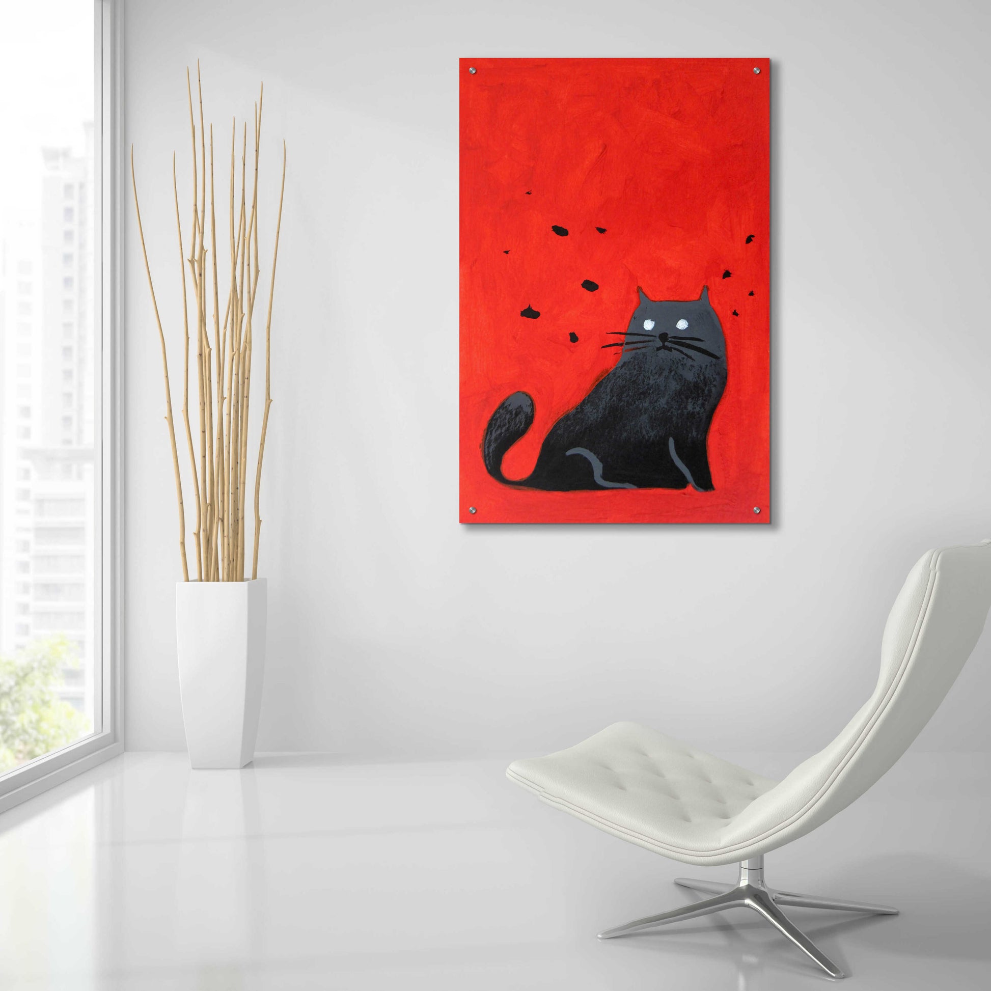 Epic Art 'Stray Black Cat' by Robert Filiuta, Acrylic Glass Wall Art,24x36